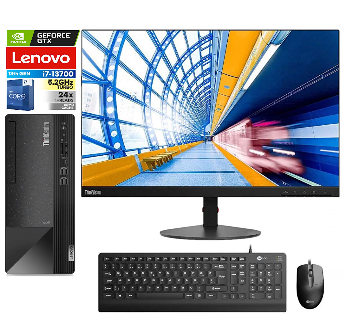 Lenovo Thinkcentre Neo 50T Gen4 Intel I7 13700 16GB 4tb SSD 4GB/GTX1650 WINDOWS11PRO 23.8 Mon.masaüstü Blgisayar 812JB005ATR50+ZETTAUSBBELLEK