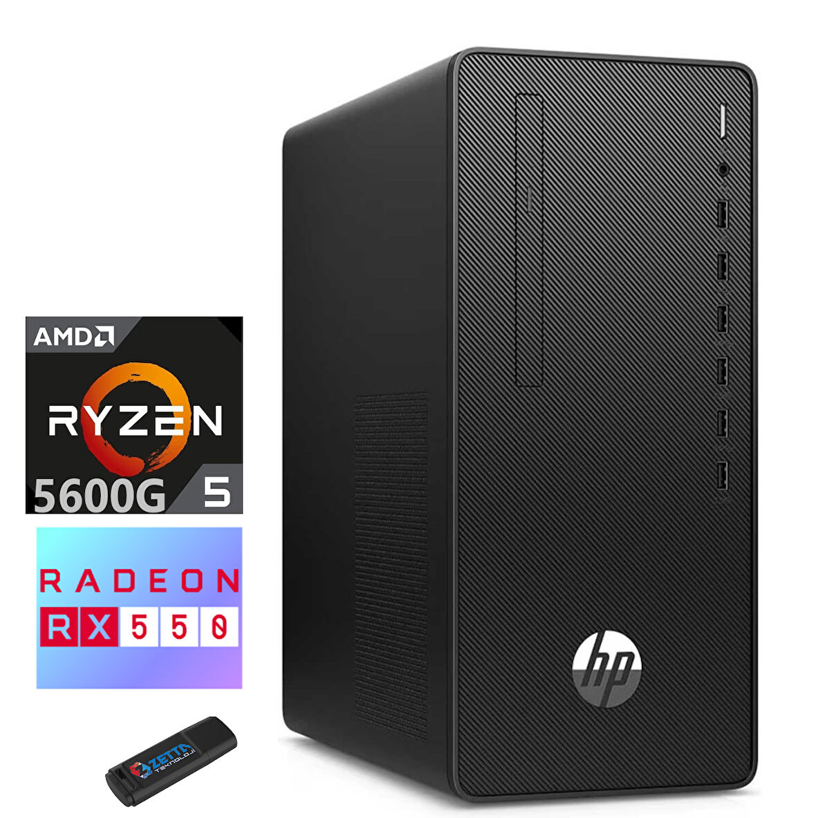 Hp 295G8 Ryzen 5-5600G 32GB 4tb SSD 4gb RX550 Freedos Masaüstü Blgisayar BA54TDET15+ZETTAUSBBELLEK