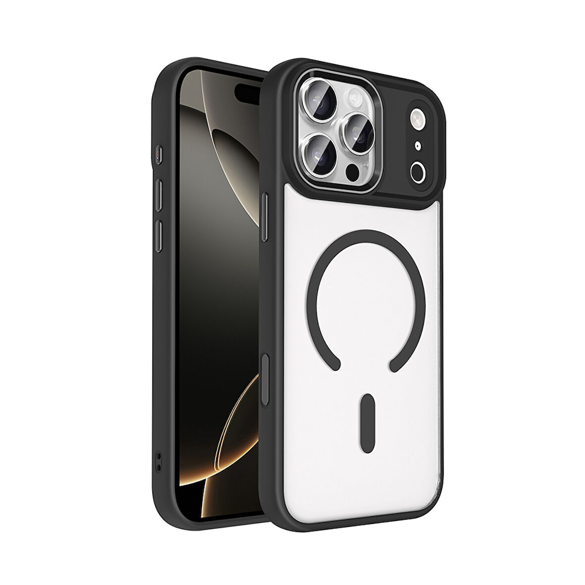 iPhone 17 Pro Kılıf Wireless Şarj Özellikli Krom M-safe Silikon Kapak