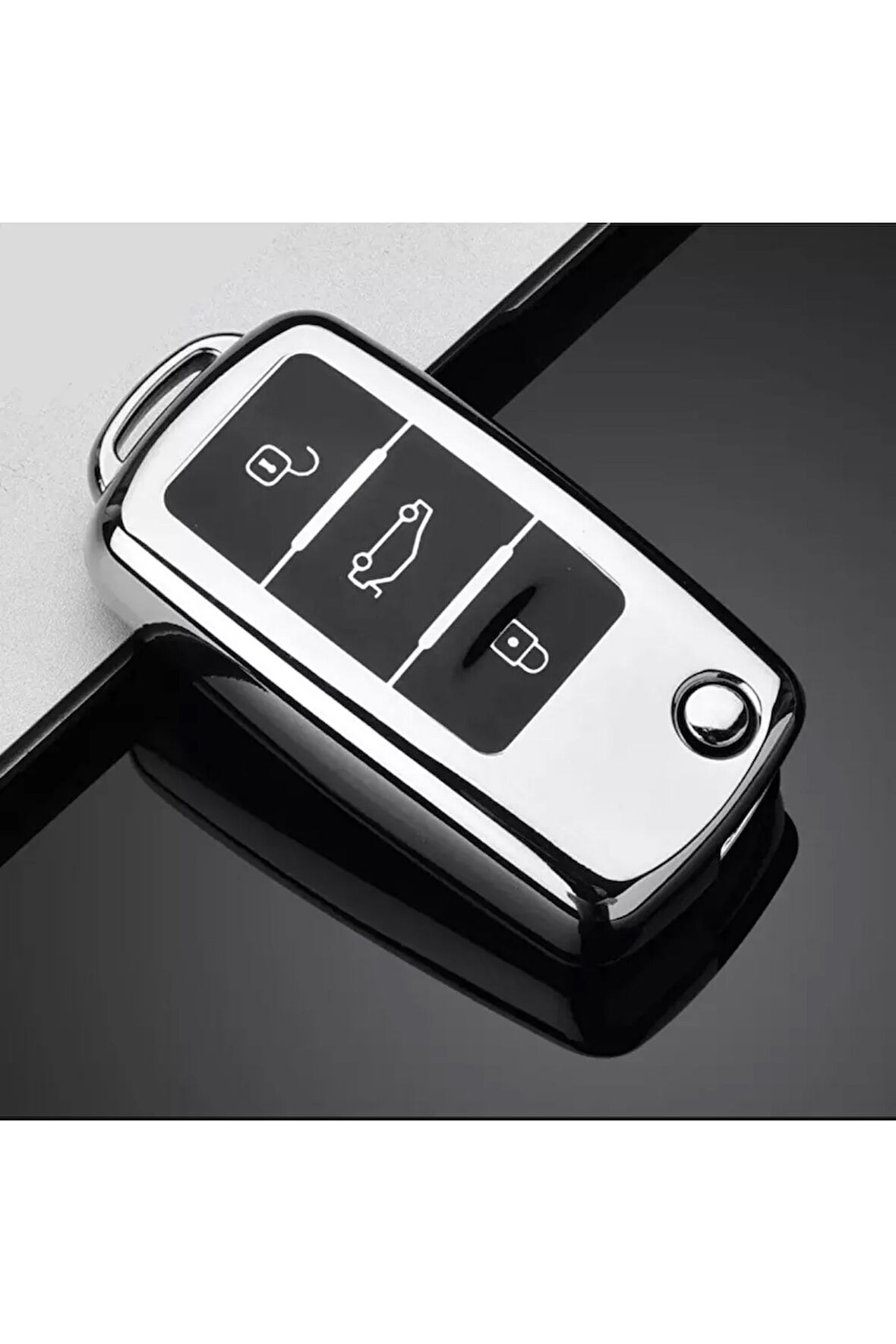 Octavia A5 Parlak Sustalı Anahtar Kılıfı A+ Kalite Gri