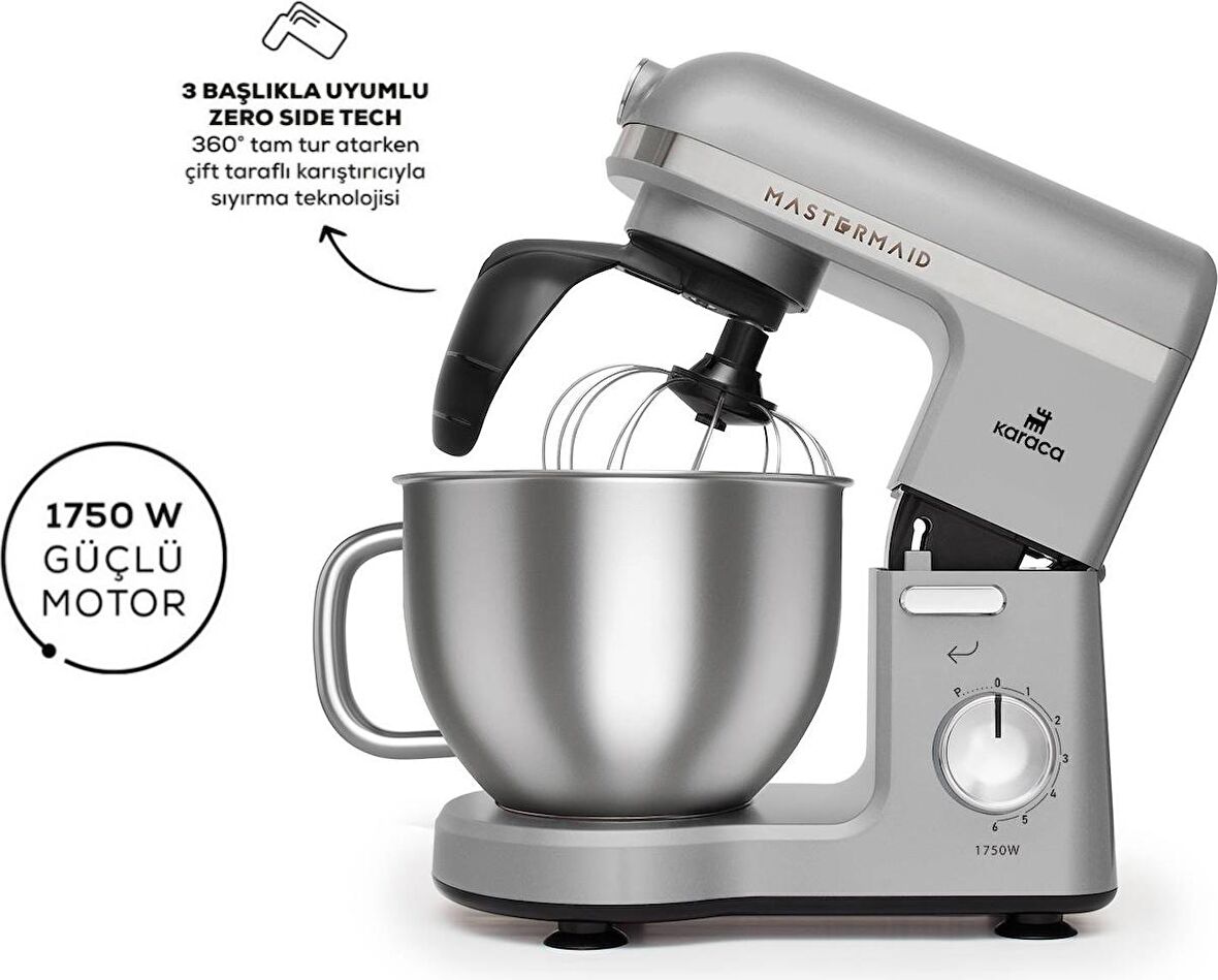 Karaca Mastermaid Chef Pro Çift Kollu Stand Mikser Cool Gray 1750 W