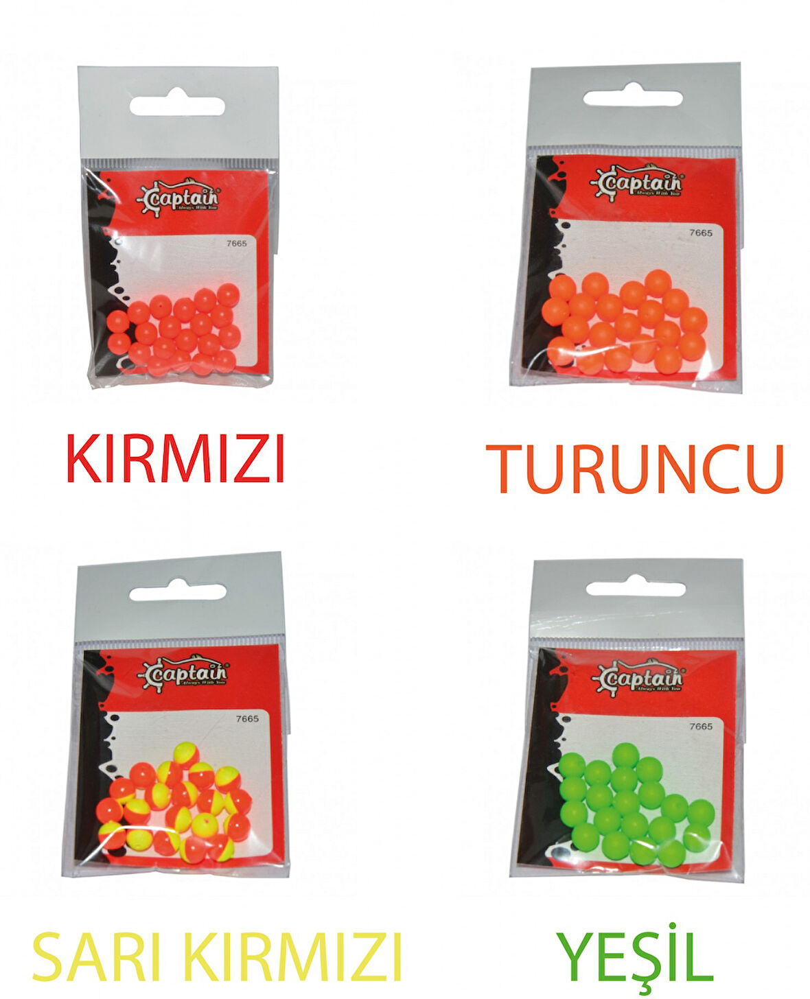 Captain 7665 Renkli Boncuk Yuvarlak 75mm Plastik Boncuk 20'li Paket Kırmızı