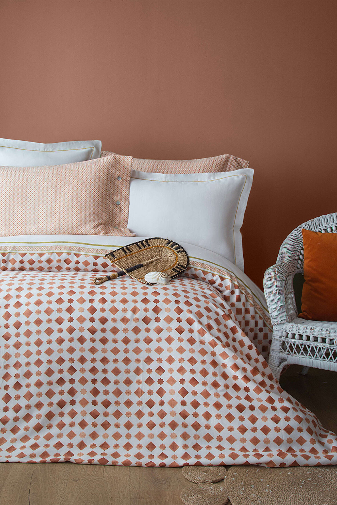 Apricitas Home Terra Kiremit Çift Kişilik %55 Liyosel %45 Pamuk Nevresim Takımı