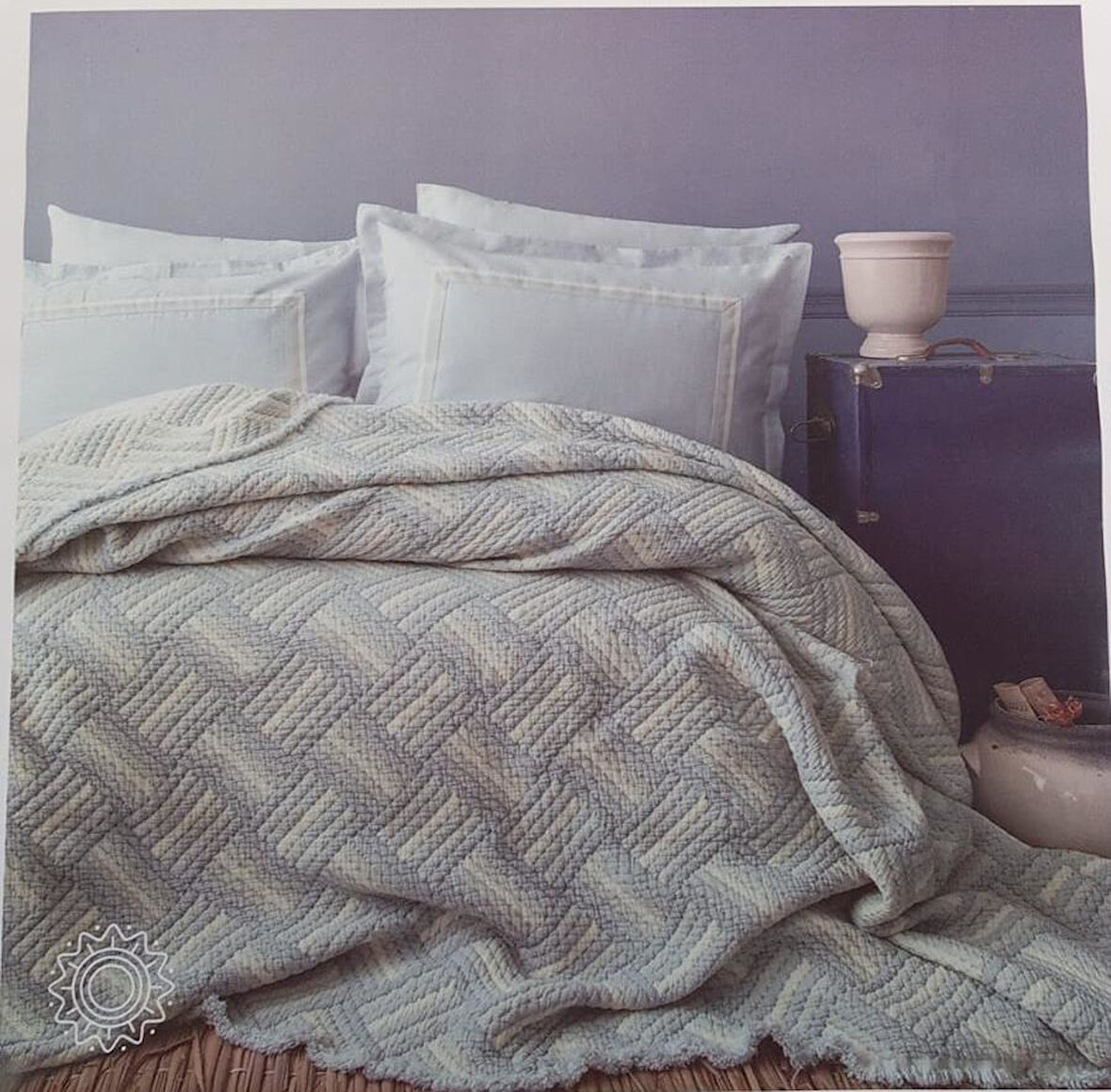 APRİCİTAS YATAK ÖRTÜSÜ PİKELİ SET SEVİLLA MAVİ TEK KİŞİLİK