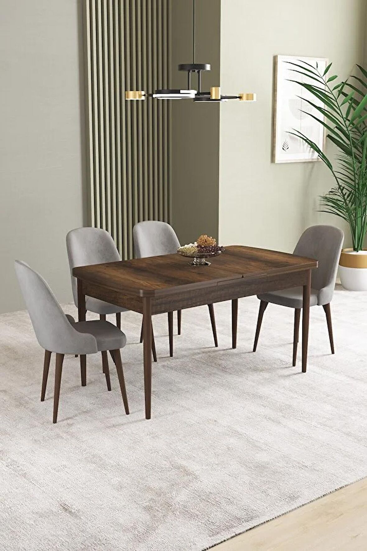 İkon Barok Desen 80x132 Açılabilir Mdf Yemek Odası Takımı 4 Adet Sandalye