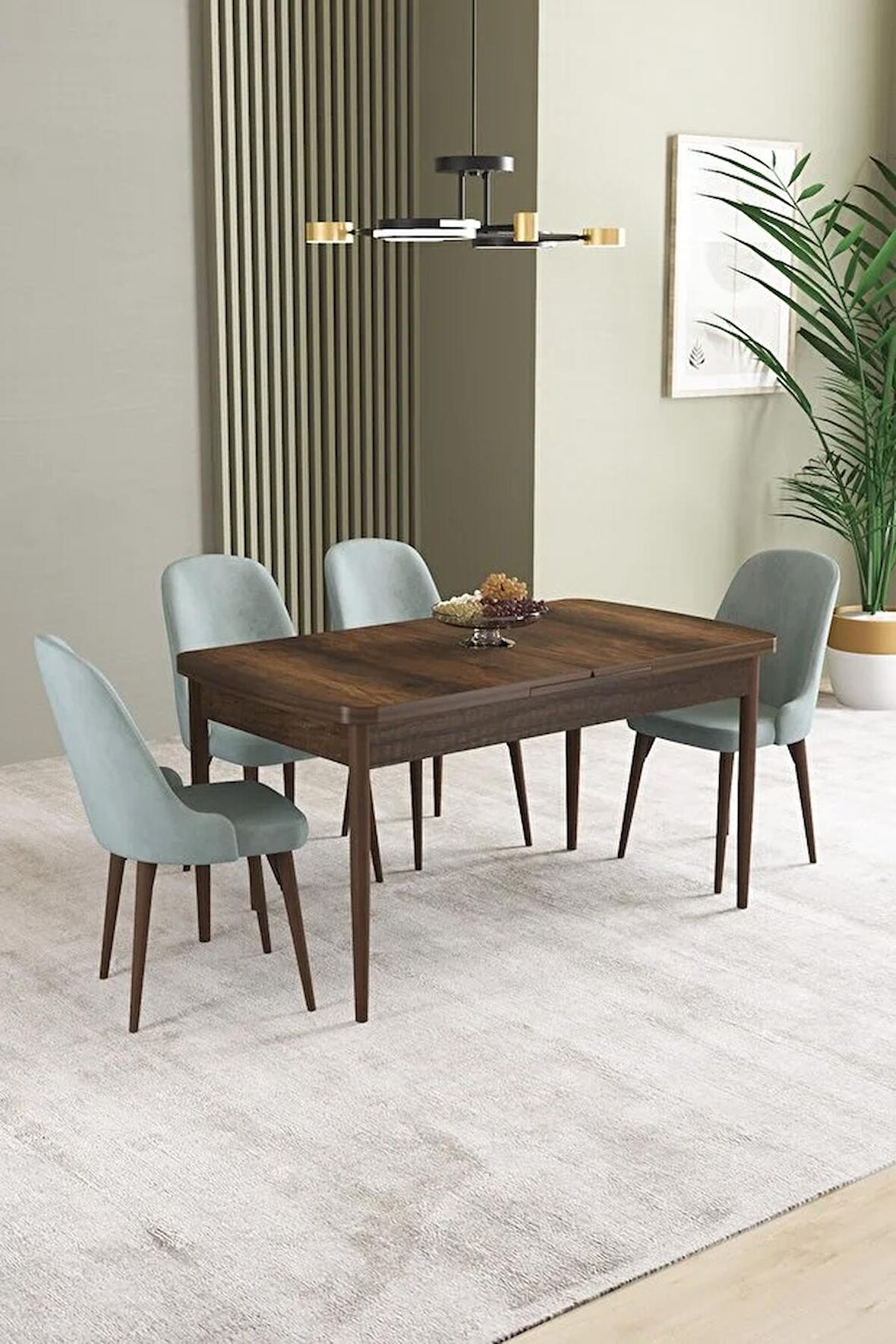 İkon Barok Desen 80x132 Açılabilir Mdf Yemek Odası Takımı 4 Adet Sandalye