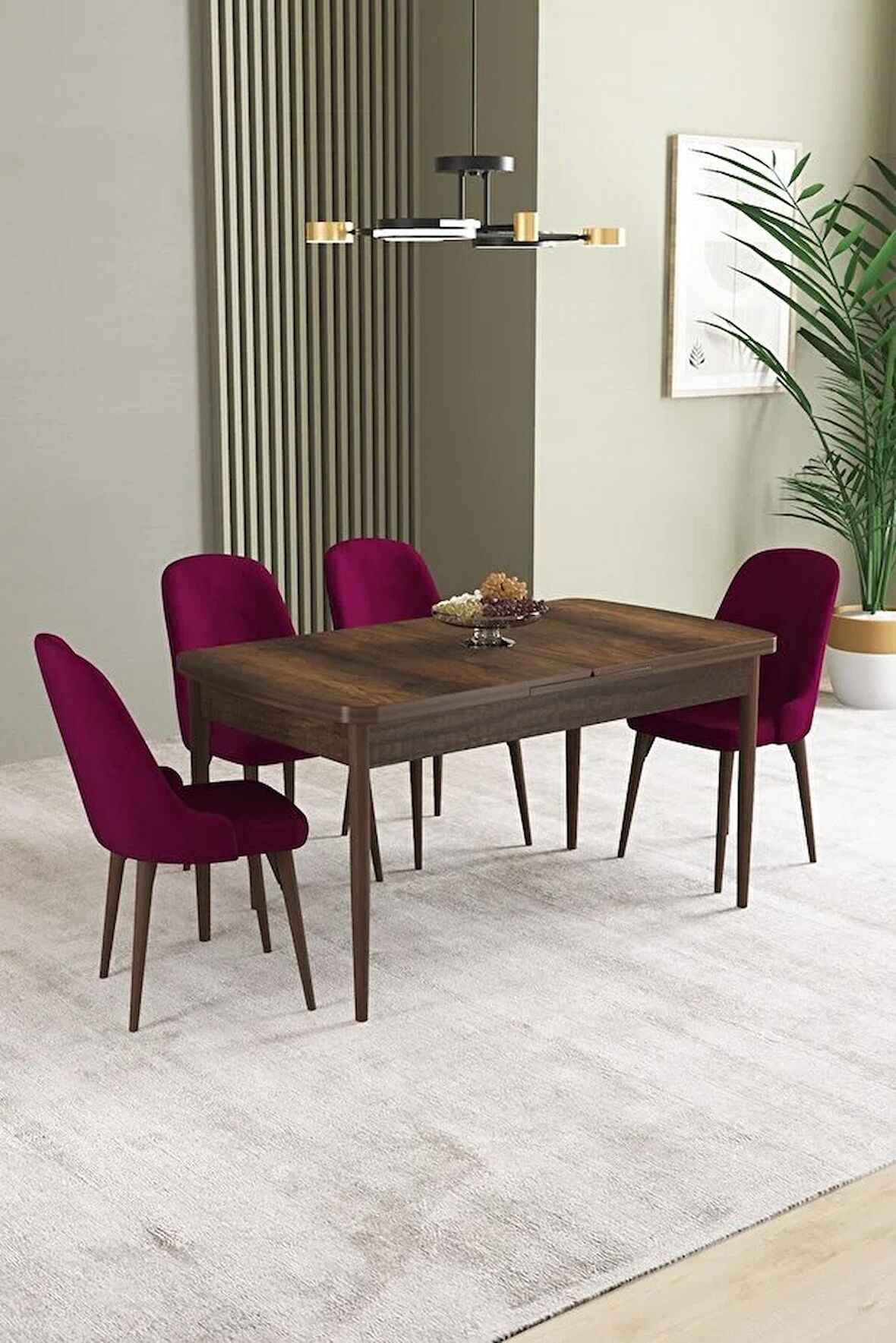 İkon Barok Desen 80x132 Açılabilir Mdf Yemek Odası Takımı 4 Adet Sandalye