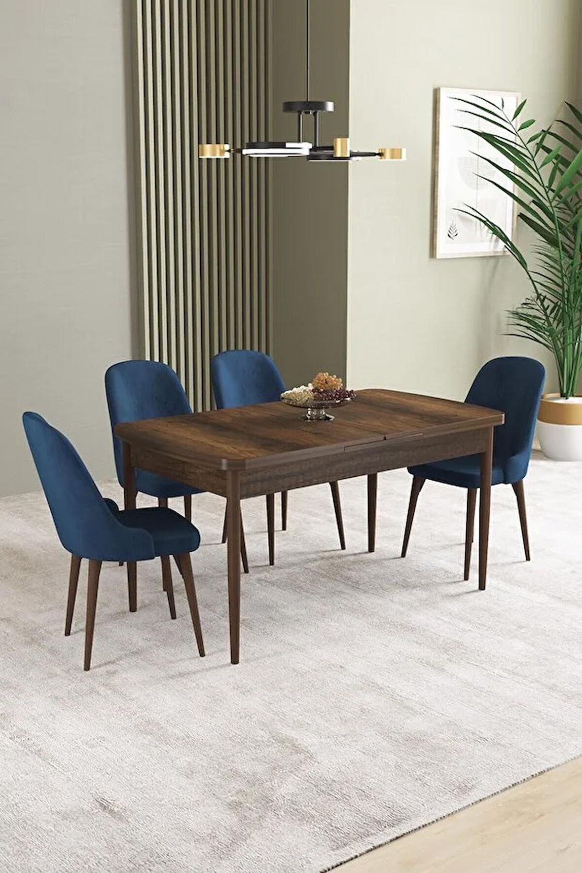 İkon Barok Desen 80x132 Açılabilir Mdf Yemek Odası Takımı 4 Adet Sandalye