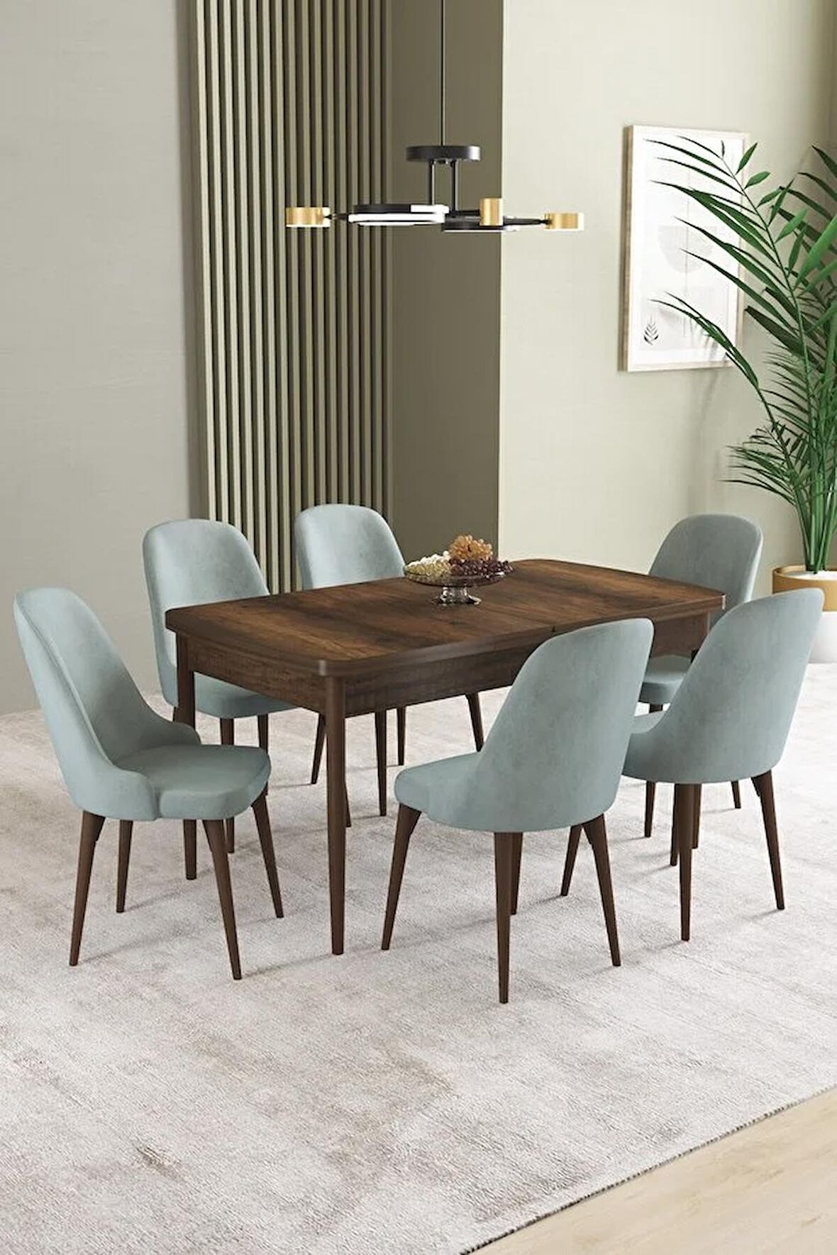 İkon Barok Desen 80x132 Açılabilir Mdf Yemek Odası Takımı 6 Adet Sandalye