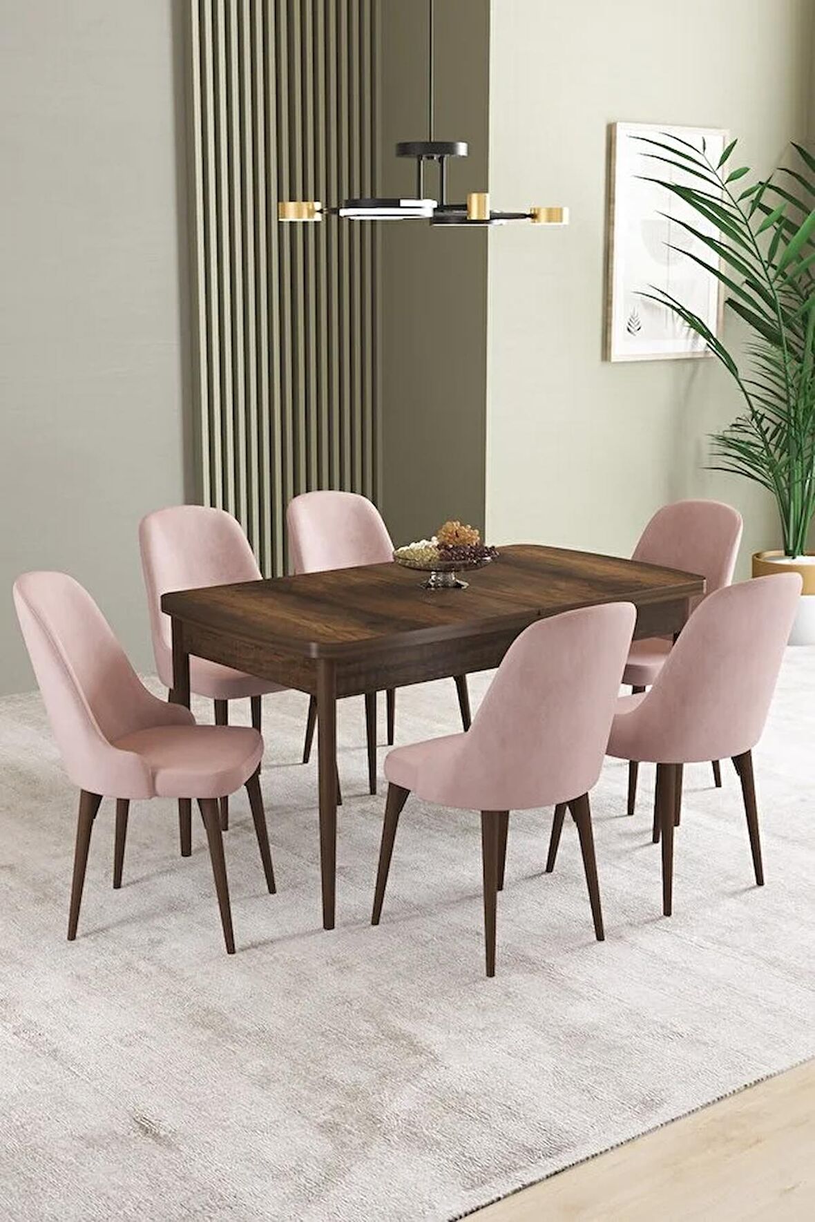 İkon Barok Desen 80x132 Açılabilir Mdf Yemek Odası Takımı 6 Adet Sandalye