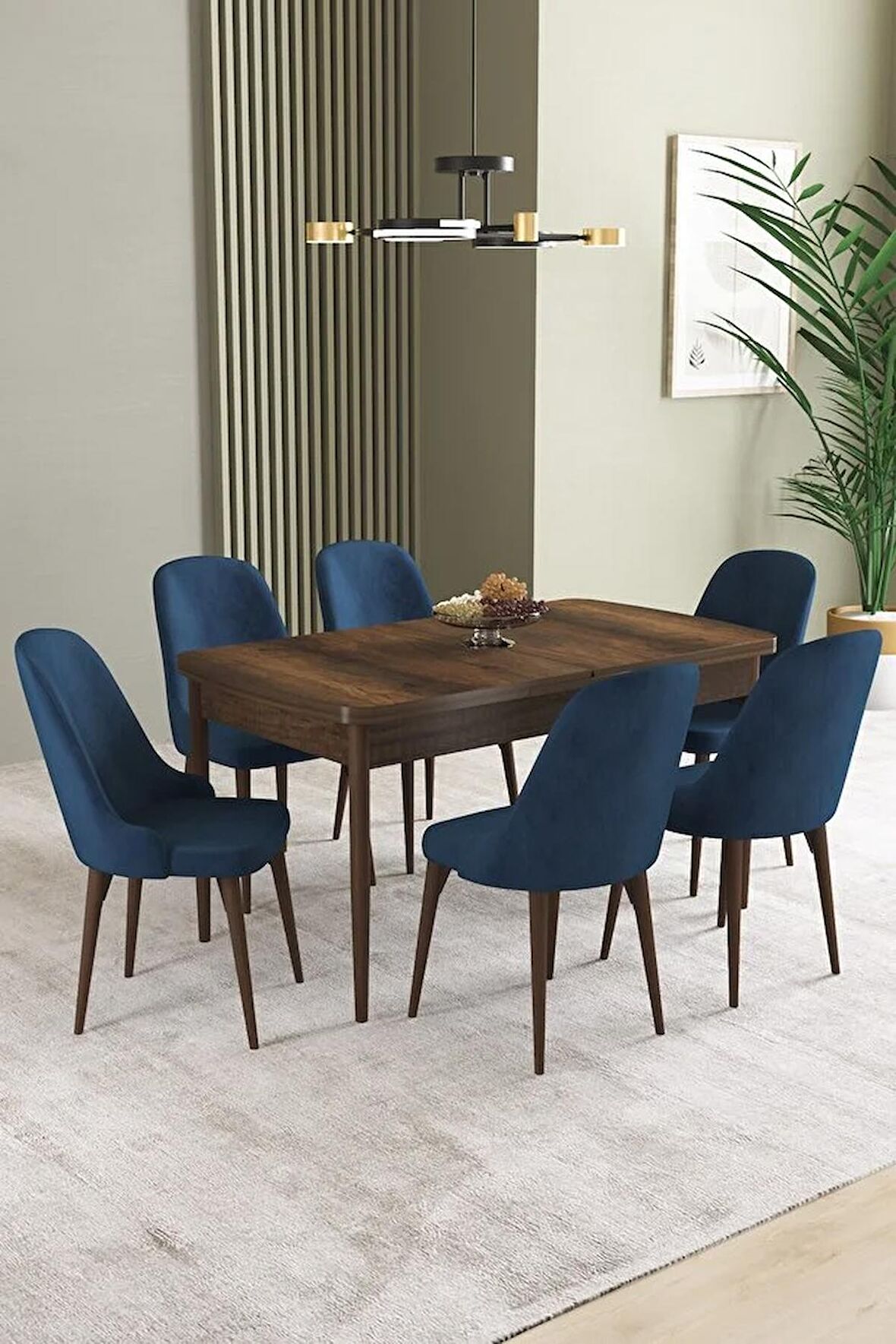İkon Barok Desen 80x132 Açılabilir Mdf Yemek Odası Takımı 6 Adet Sandalye