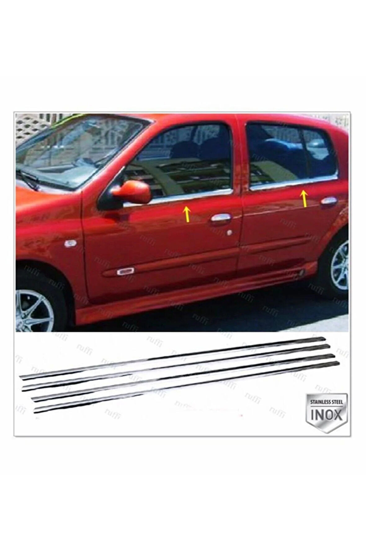 Renault Clio 2 Hb Krom Cam Çıtası 4 Prç. 1998-2005 Arası P. Çelik