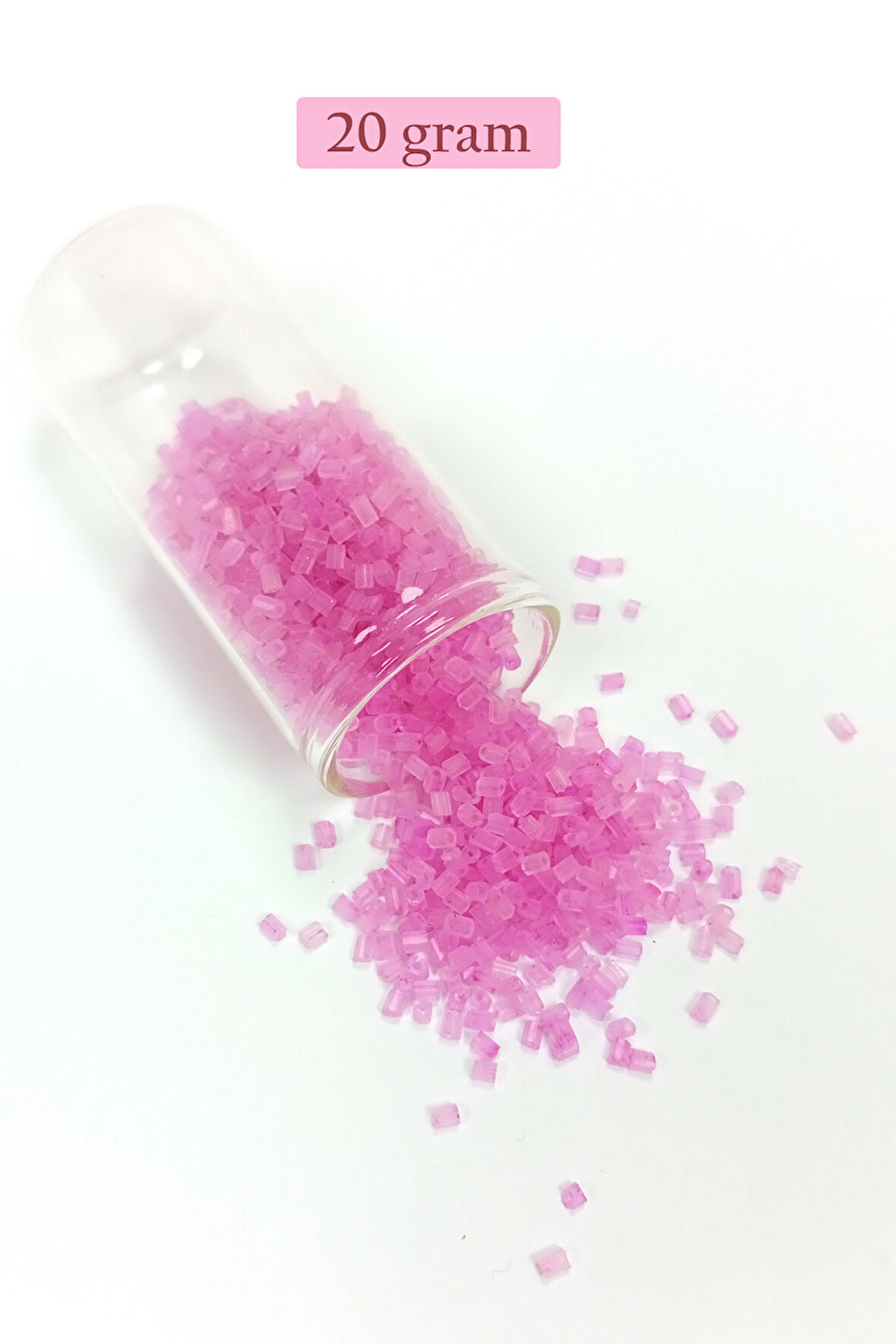 Kesme Cam Boncuk 2mm - 20 Gram - Şeffaf Mat Pembe -BNC329