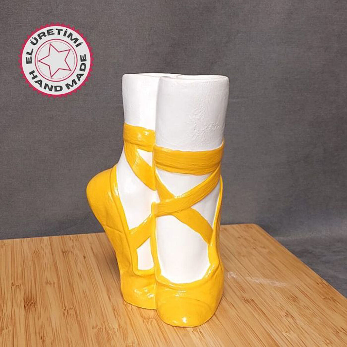 Uretti - Ayşe 7362 El Yapımı Balerin Ayakkabısı Dekoratif Biblo / Vazo - 15 x 9 Cm