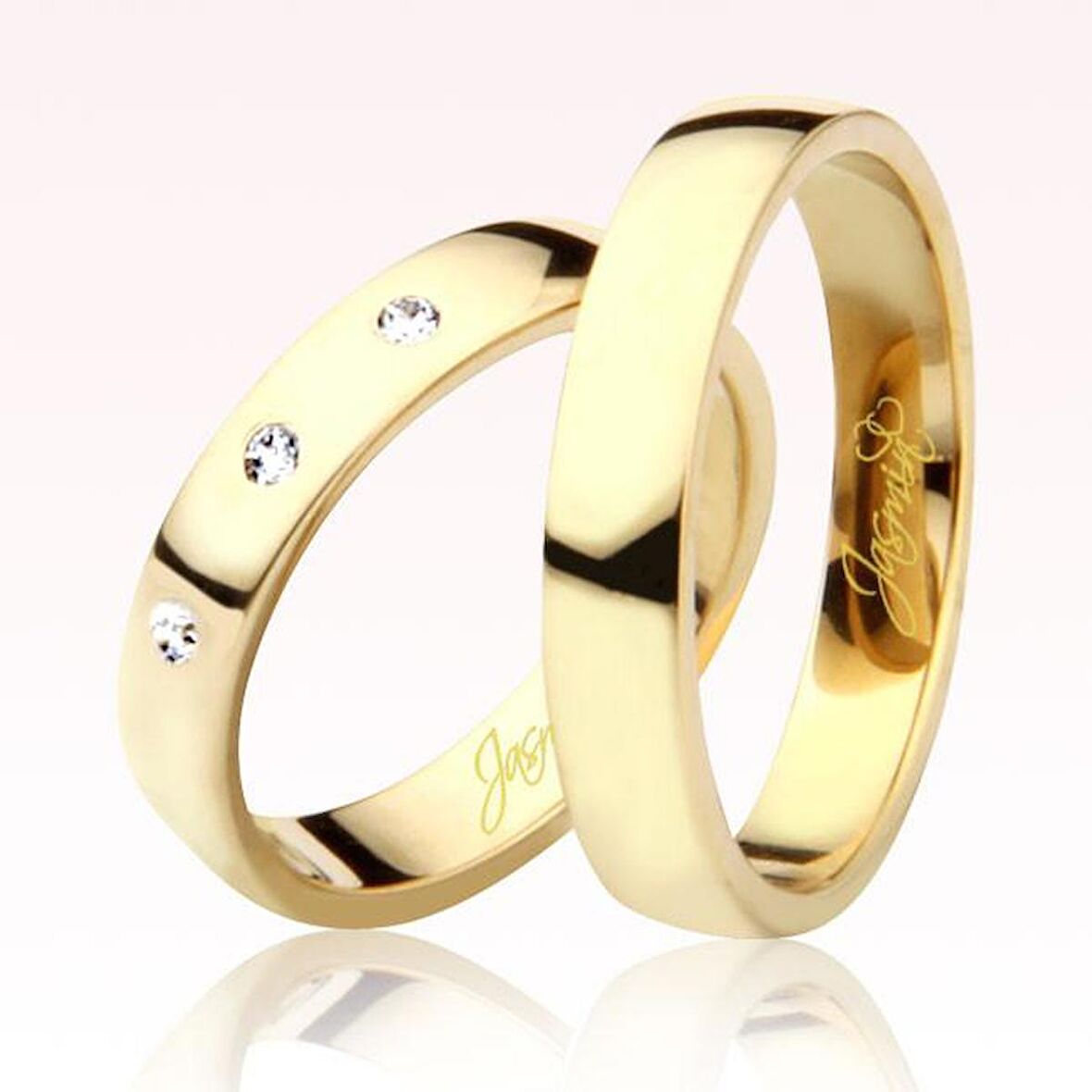 Sarı Taşlı Altın Alyans 2805-2