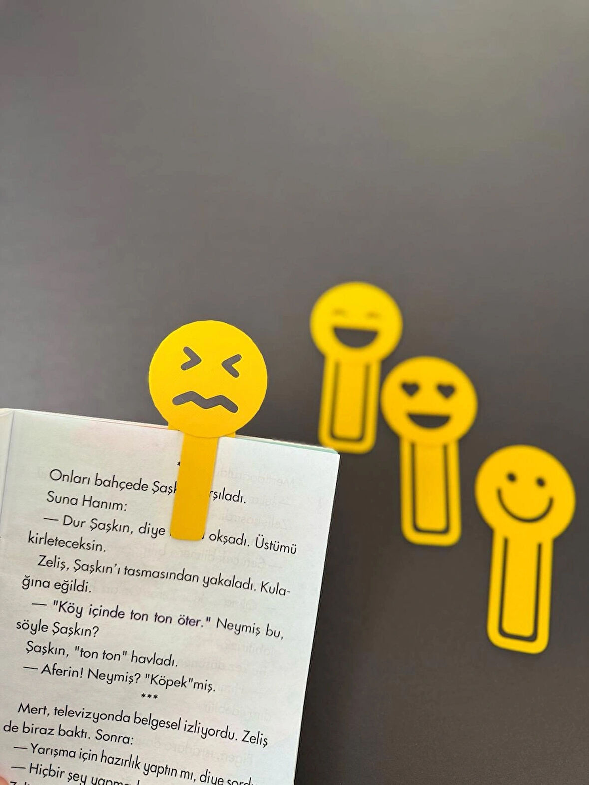Emoji Kitap Ayracı Seti 4’lü - Sarı Renkli Eğlenceli Okuma Ayracı