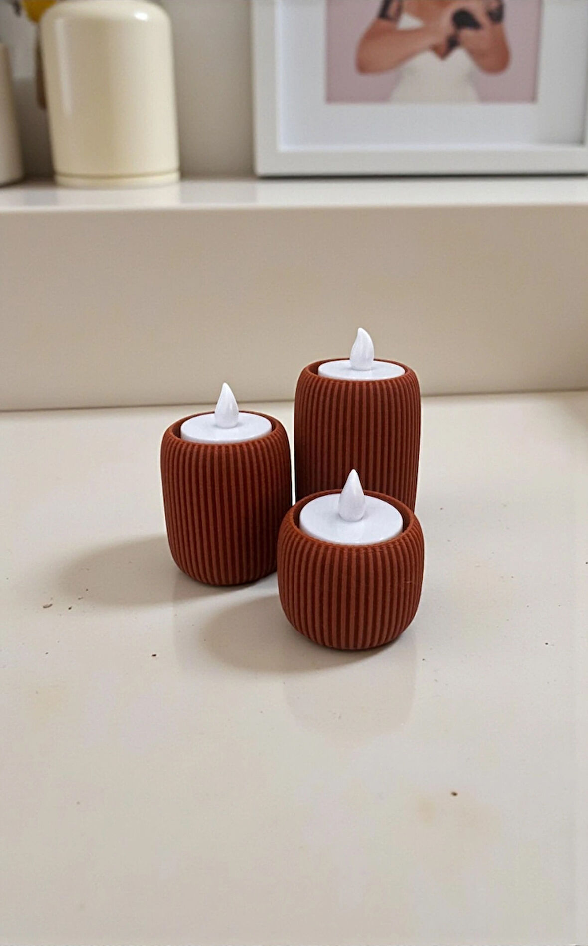 ’lü Tealight Mumluk Seti – Dekoratif Modern Silindir Tasarım-Lüks Tasarım- Dekoratif Işık Seti