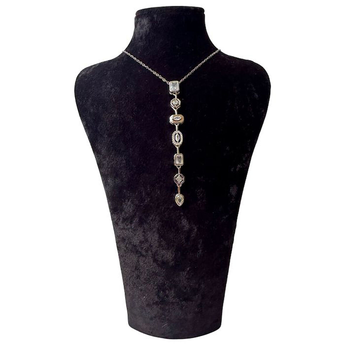 Uretti - Melik 9215 Yedi Element Taşlı Çelik Y Kolye