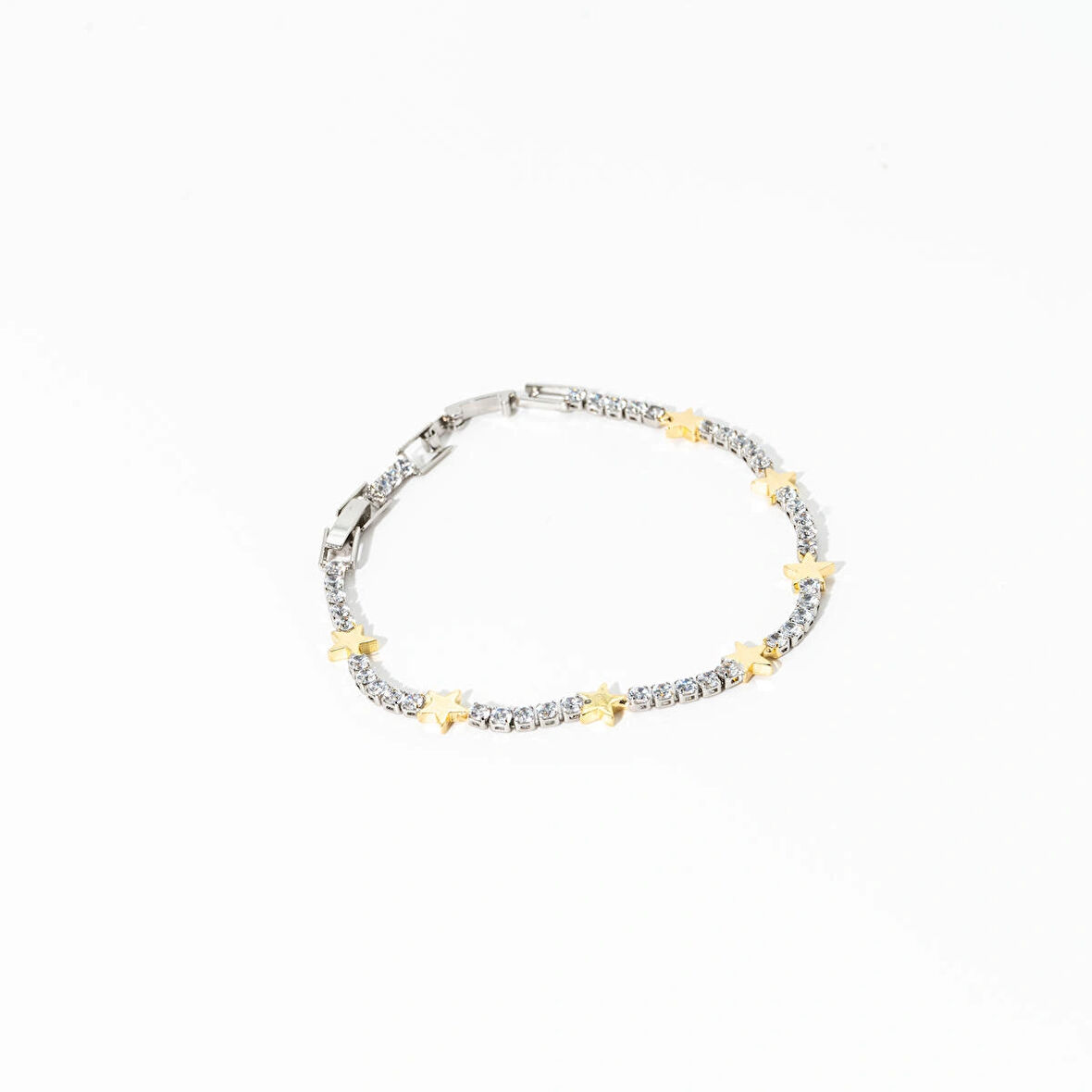 Biem Suyolu Taşlı Yıldızlı Çelik Bileklik