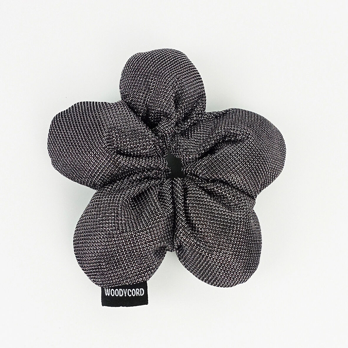 Woodycord El Yapımı Gümüş Pofuduk Scrunchie Topuz Tokası