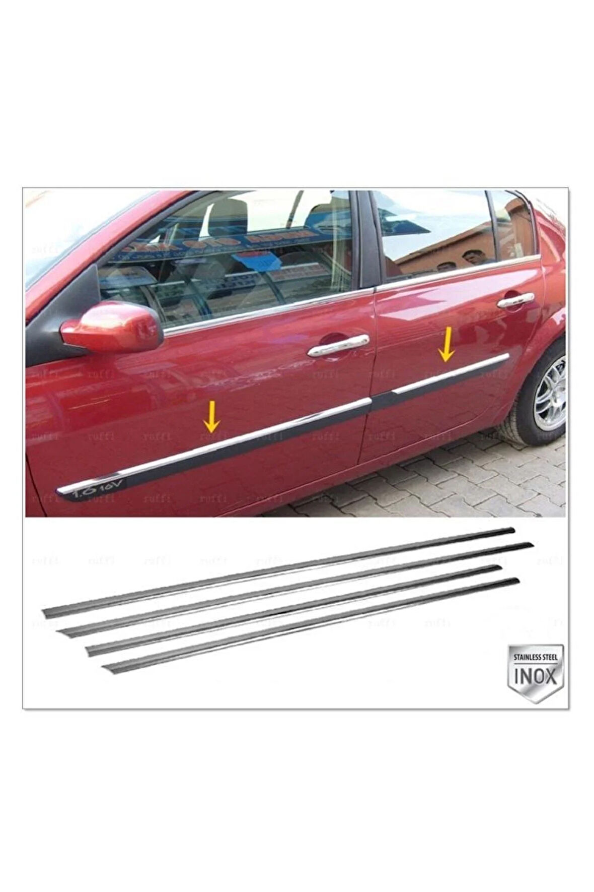 Renault Megane 2 Krom Yan Kapı Çıtası 4 Kapı 2004-2006 Arası P.çelik Uyumlu