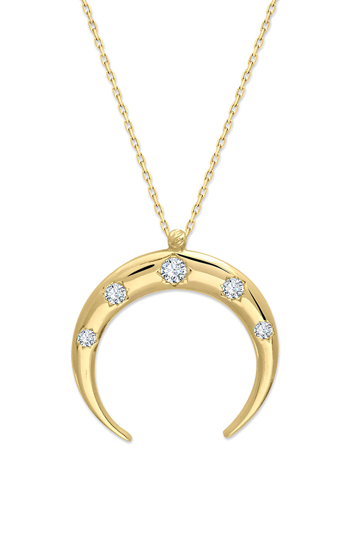 Altın 2.5 Cm Ay Kolye