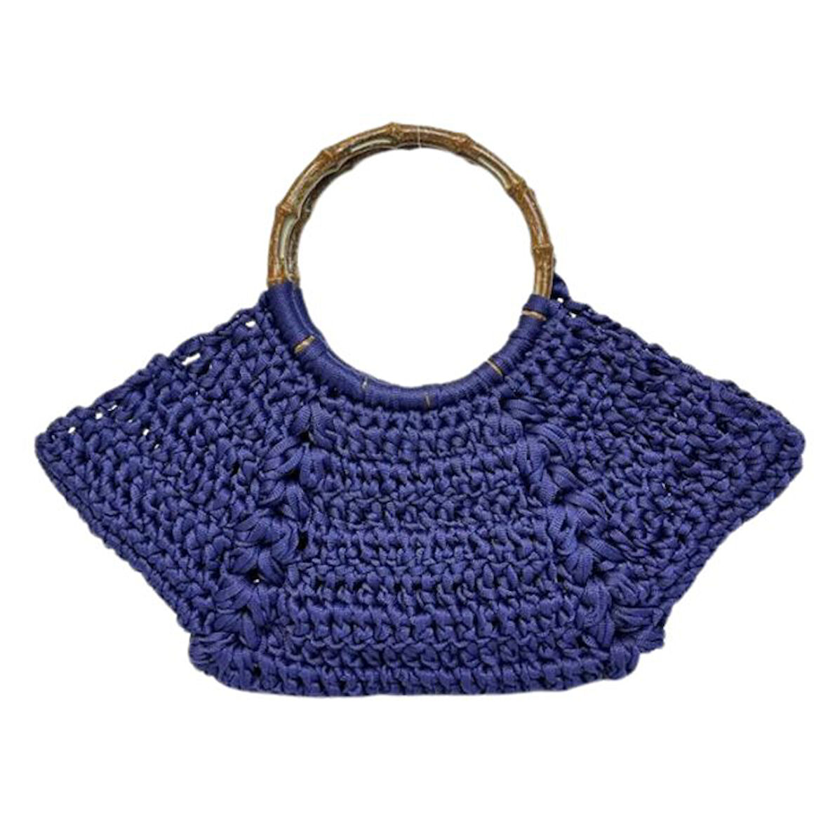 Uretti - Necla 4345 6890 El Yapımı Ahşap Saplı Görünümlü Ribbon İp Çanta - 36 cm x 17 cm