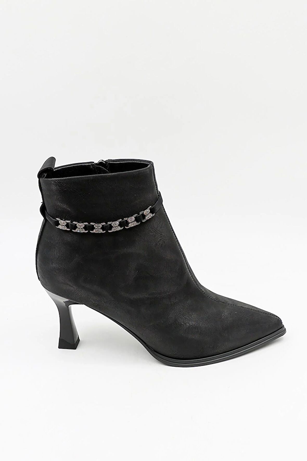 KristeBell İthal Topuklu Taşlı Aksesuar Detaylı Fermuarlı Bot 2509 - Siyah - 36