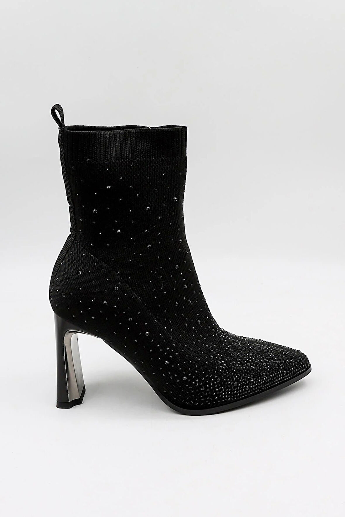 KristeBell İthal Taşlı Model Triko Topuklu Kadın Bot KB2514 - Siyah - 36