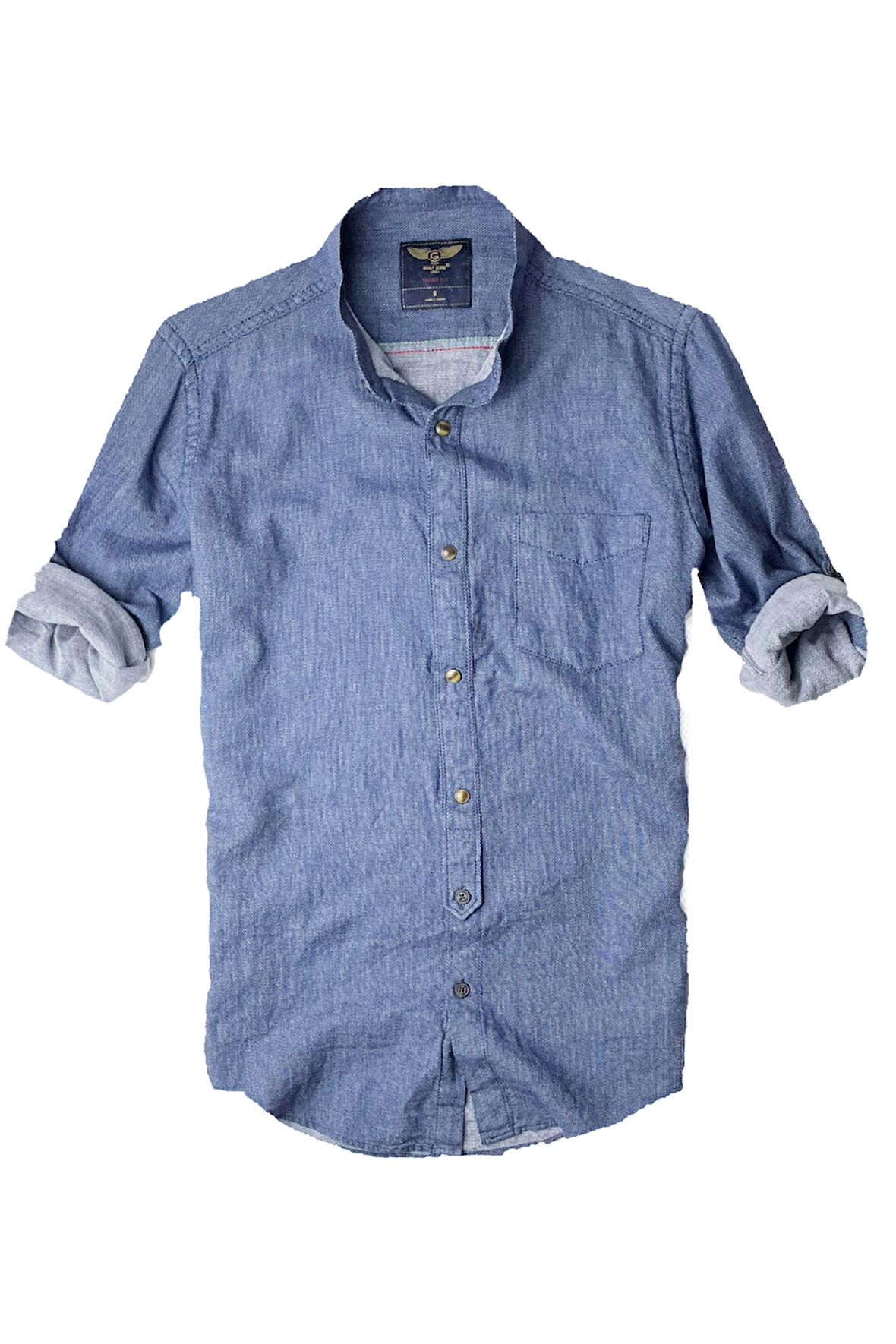 slim fit  pamuklu kumaş hakim yaka  uzun kol  gömlek koyu navimavi