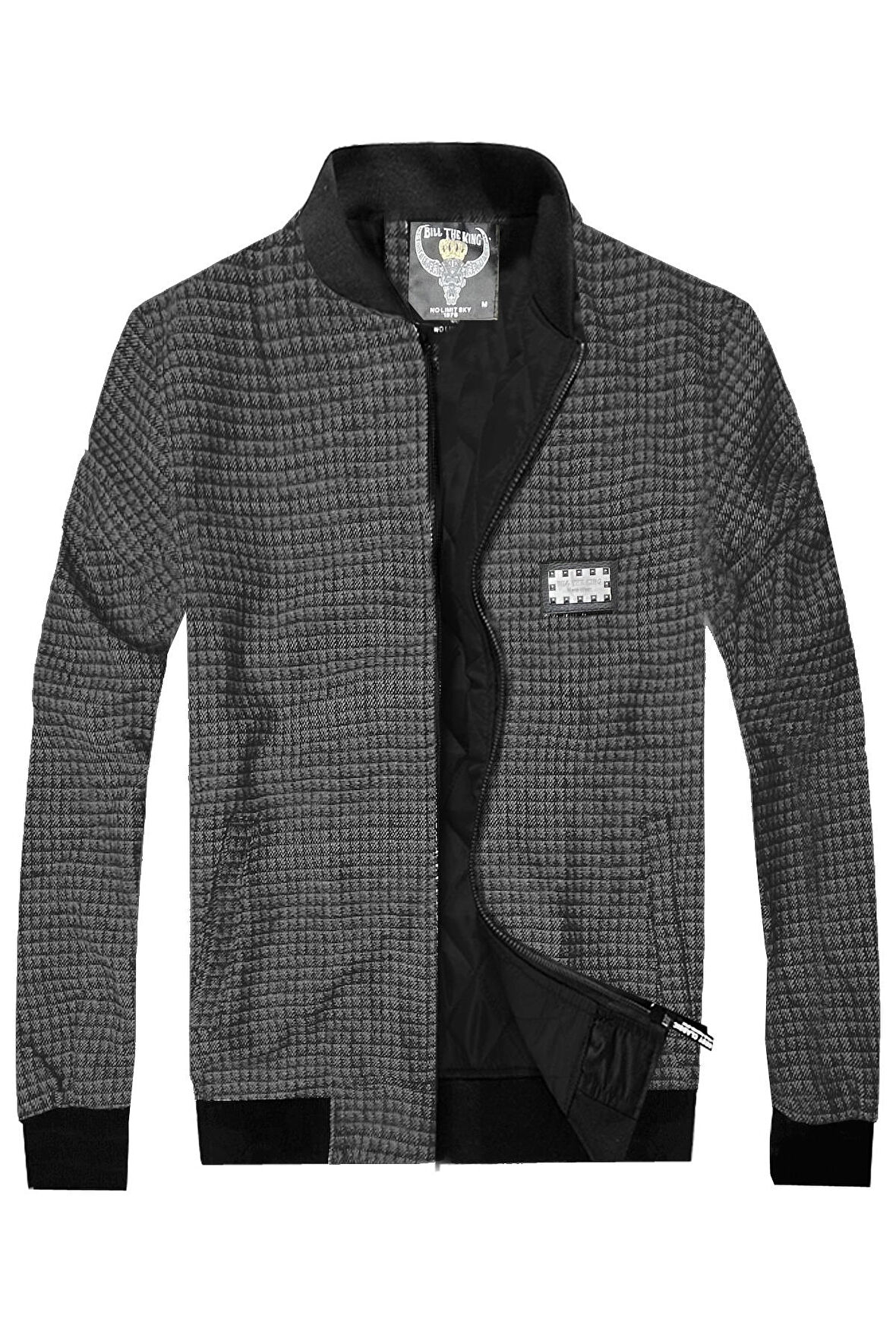 slim fit kaşe kolej mont--koyu gri--