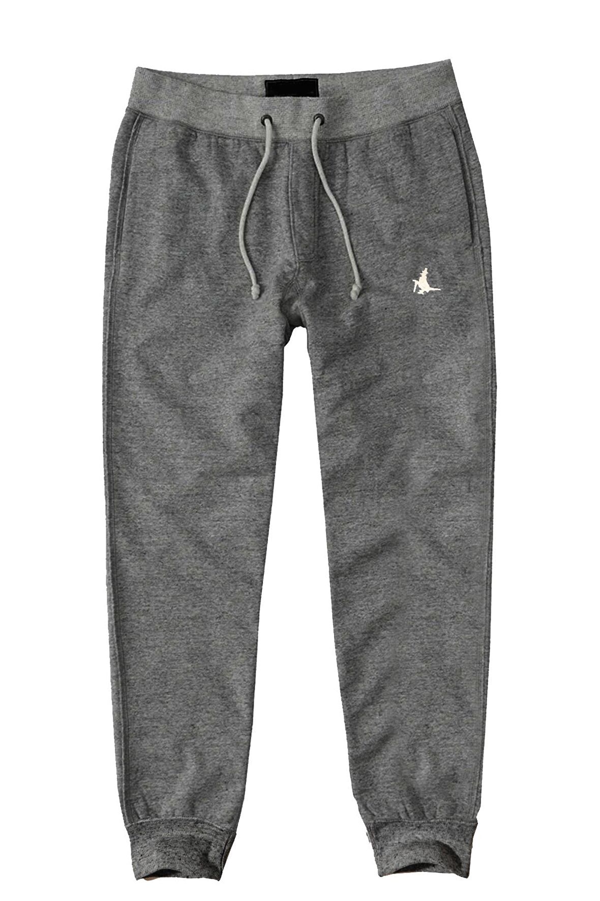 slim fit dar paça pamuk erkek eşofman altı jogger sweat pants--gri--