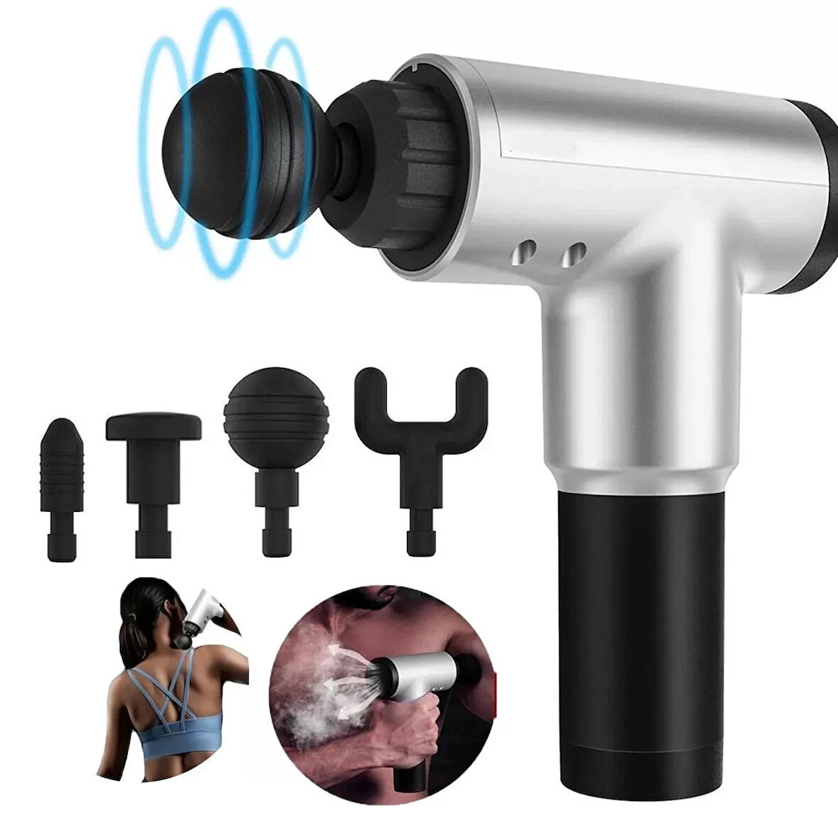 Kablosuz Adaptörlü Masaj Tabancası – Şarjlı Masaj Tabancası KH-320 (2818)