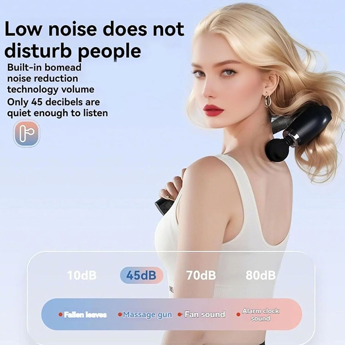 Masaj Çekici, 9 Hızlı Derin Doku Perküsyonu, 4 Başlıklı Uzun Saplı Boyun ve Sırt Masaj Aleti (2818)