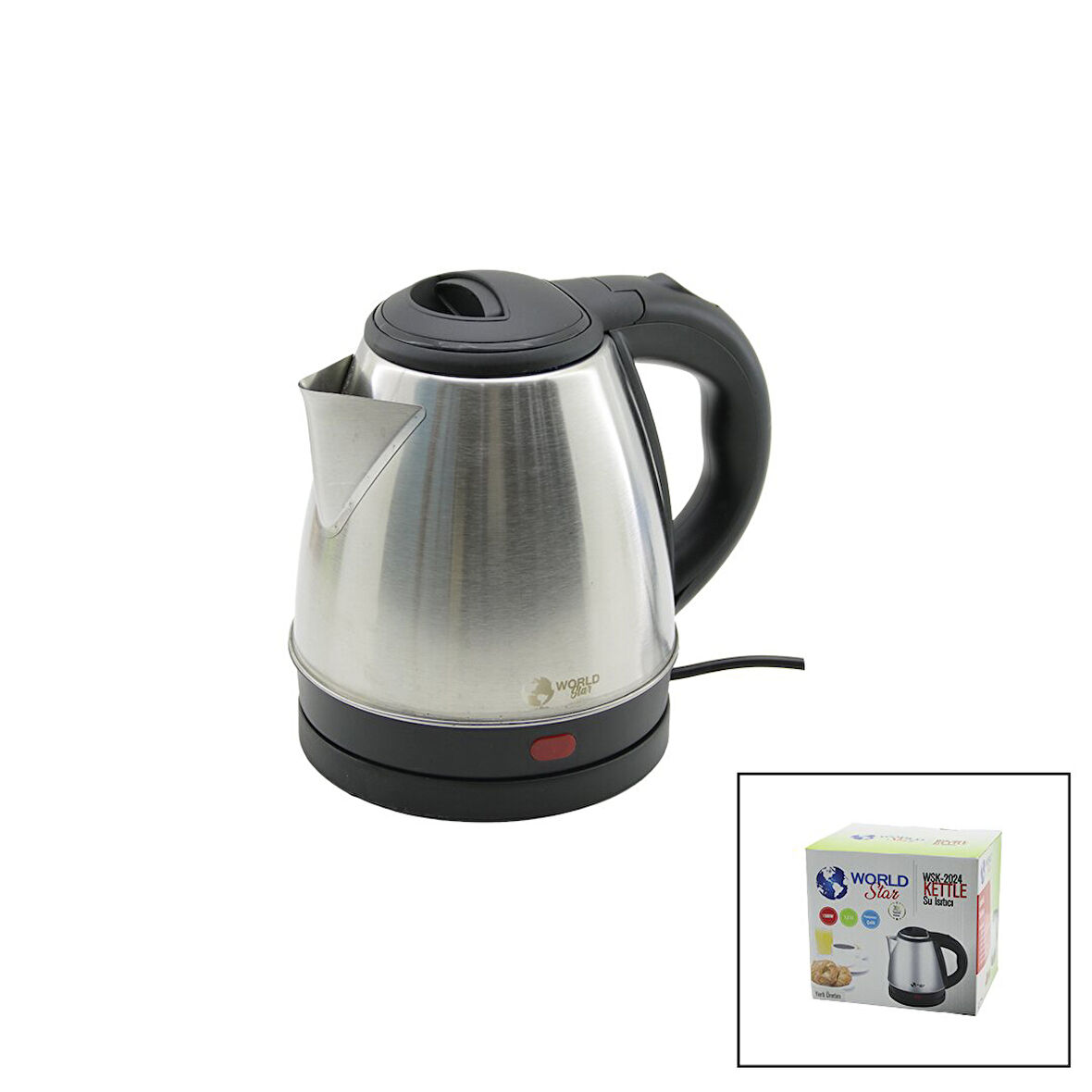 1500W  1.2LT  PASLANMAZ ÇELİK KETTLE SU ISITICI OTEL TİPİ WSK-2024 (2818)