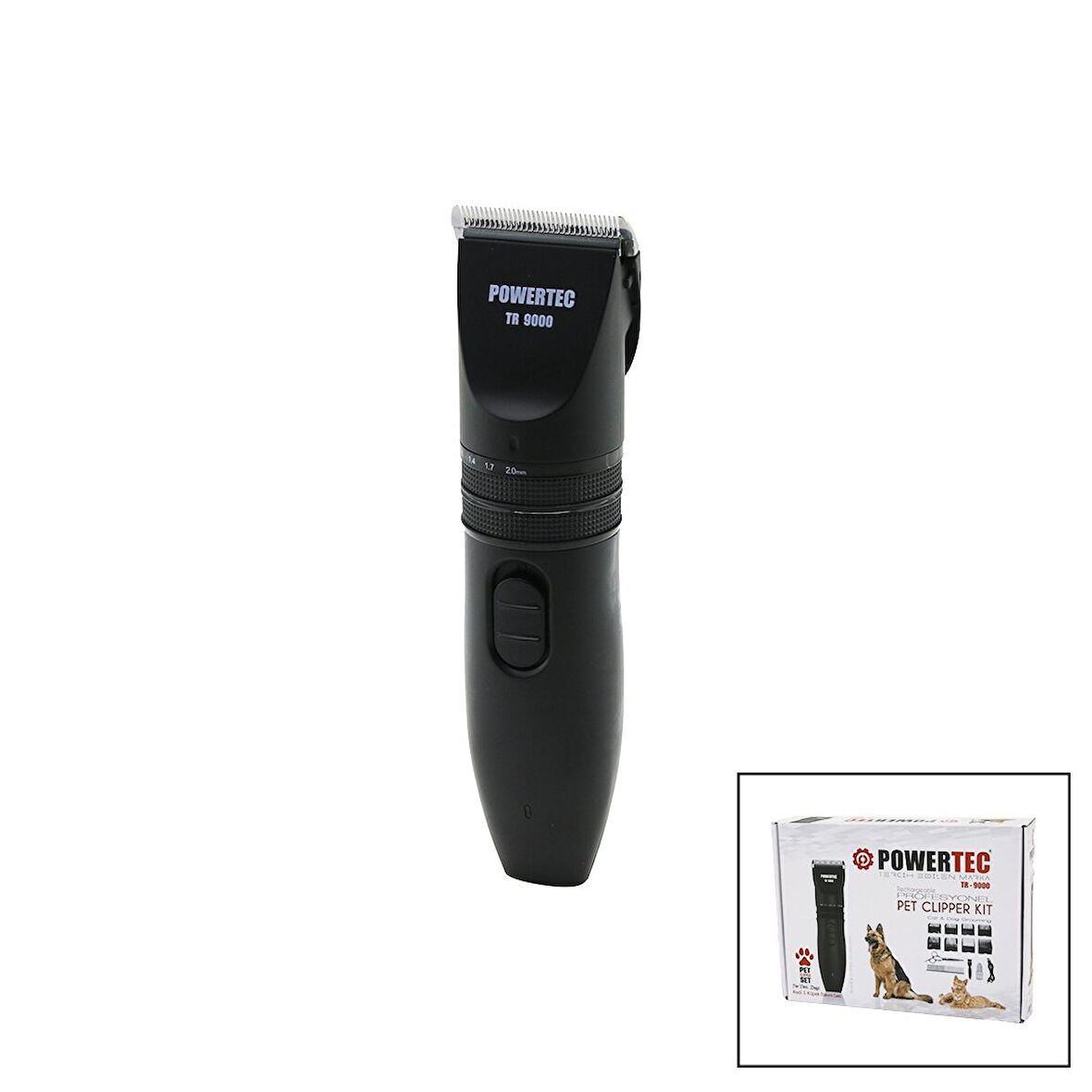 Powertec Tr-9000  Kedi - Köpek  Bakim Seti Usb Şarjli Tıraş Makinesi Metal Tarak - Makas 0.8-1.1-1.4-1.7-2.0Mm Ayarli (2818)