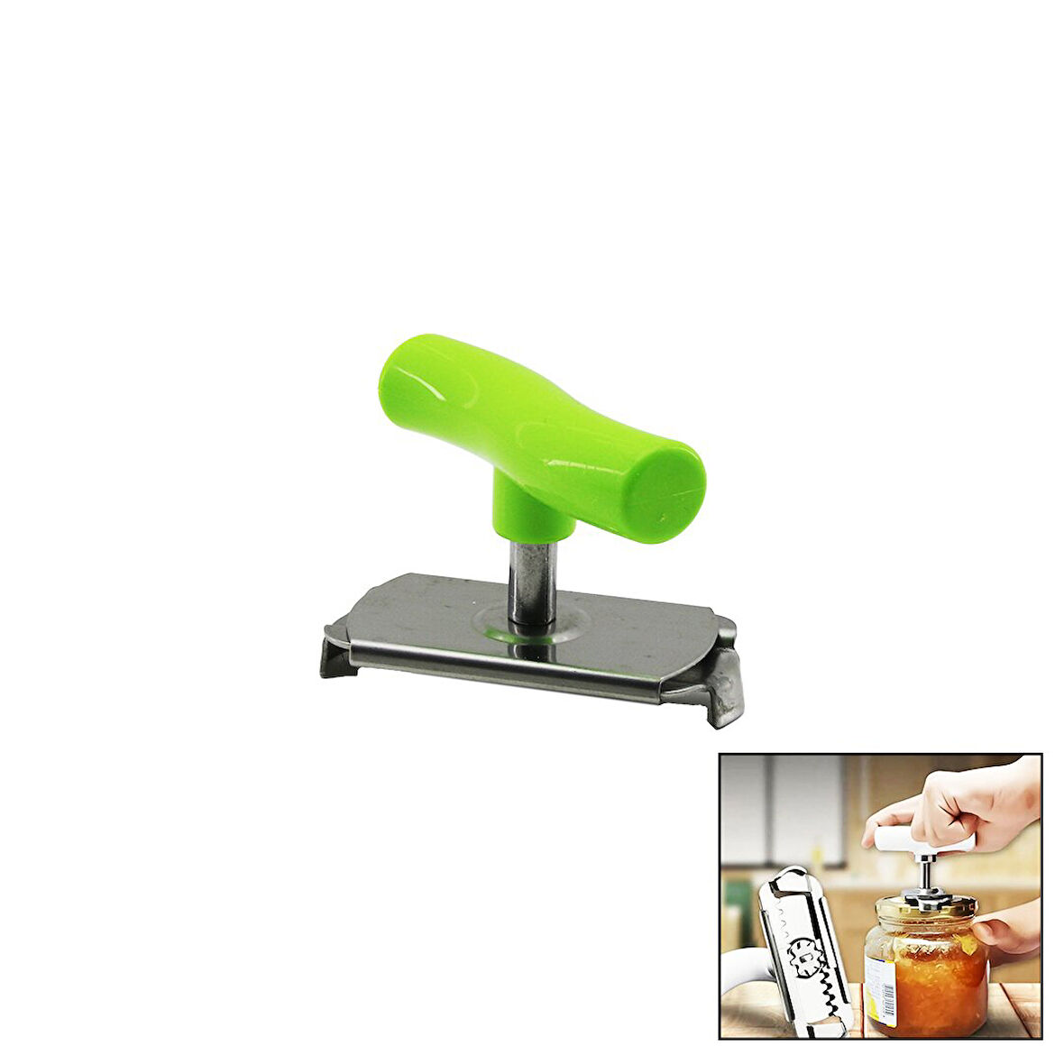 KOLLU METAL KAVANOZ AÇACAK  PLASTİK KOL  ÇEVİR--SIKIŞTIR--AÇ (2818)