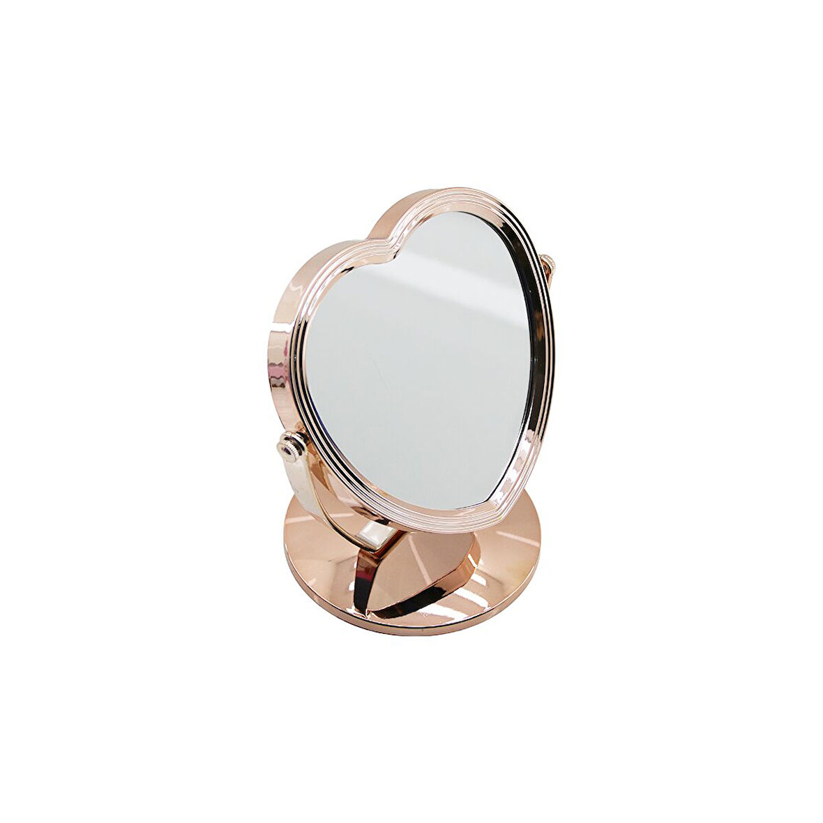 KALP MODEL 7 İNÇ= ÇAP:17.5CM MAKYAJ AYNASI ÇİFT TARAFLI BRONZ - GÜMÜŞ PLS.ÇERÇEVE SABİT AYAK (2818)