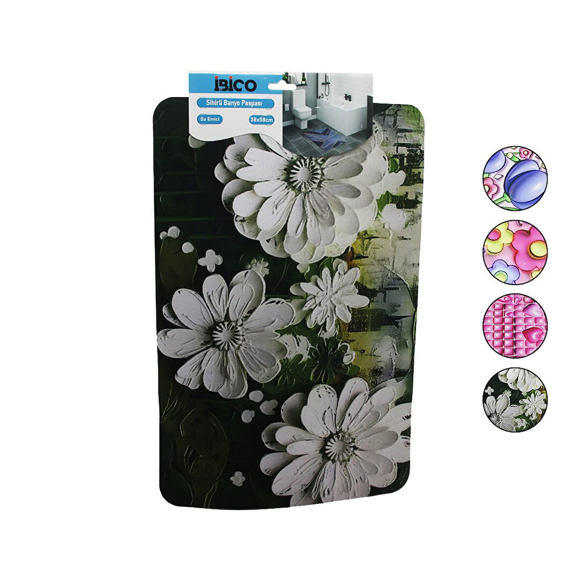DİKDÖRTGEN - DESENLİ   38X58CM   SU EMİCİ - SİHİRLİ  BANYO PASPASI  ELASTİK (2818)
