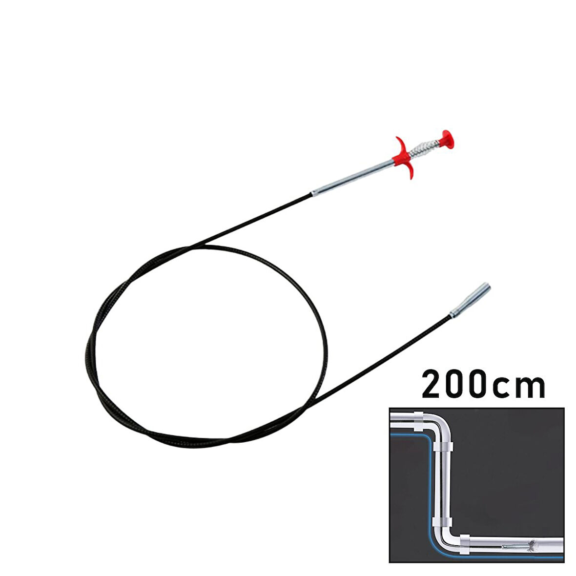 200CM YAYLI - KISKAÇ LAVABO - GİDER VB.TEMİZLEME - ÇOK AMAÇLI ÇUBUK (2818)