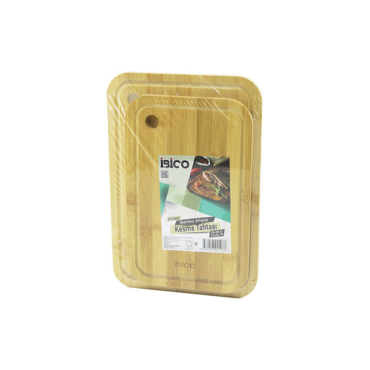 2PCS SETOVAL KENARLI - YUVARLAK DELİKLİ AHŞAP BAMBU KESİM PANOSU - KESME TAHTASI 18X28X1CM--22X32X1CM (2818)