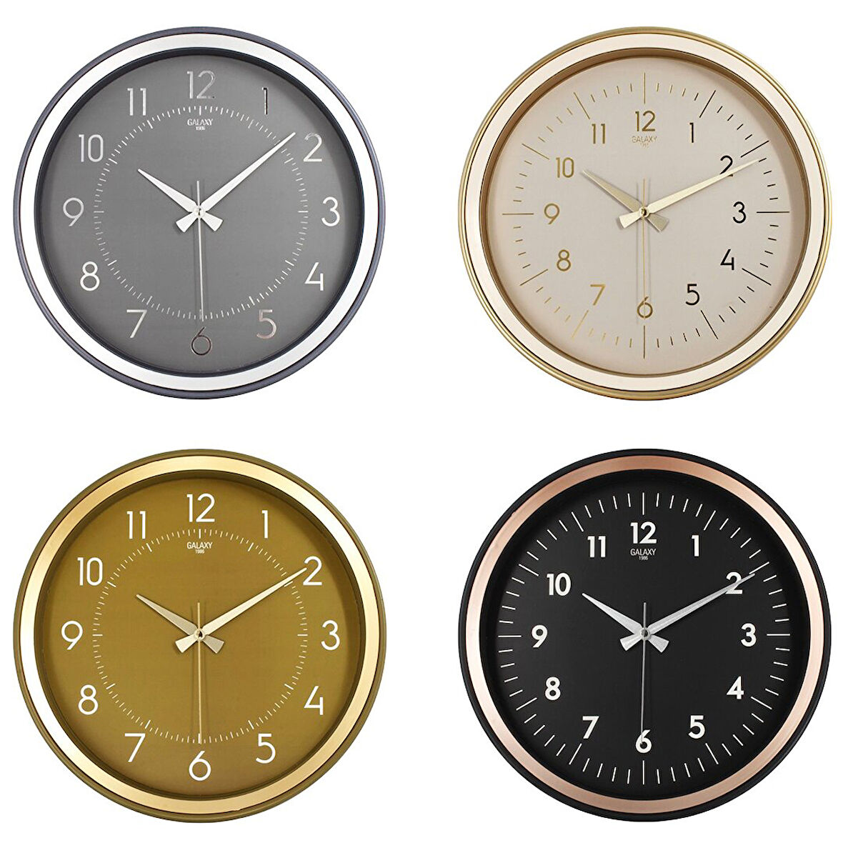 GALAXY PREMİUM  1975-FG-AC-TA-KR SERİSİ  DUVAR SAATİ  KASA=SİYAH-İ.YEŞİL-GOLD-FÜME ÇERÇEVE:BAKIR-GOLD-KREM-GRİ - 37 CM (2818)