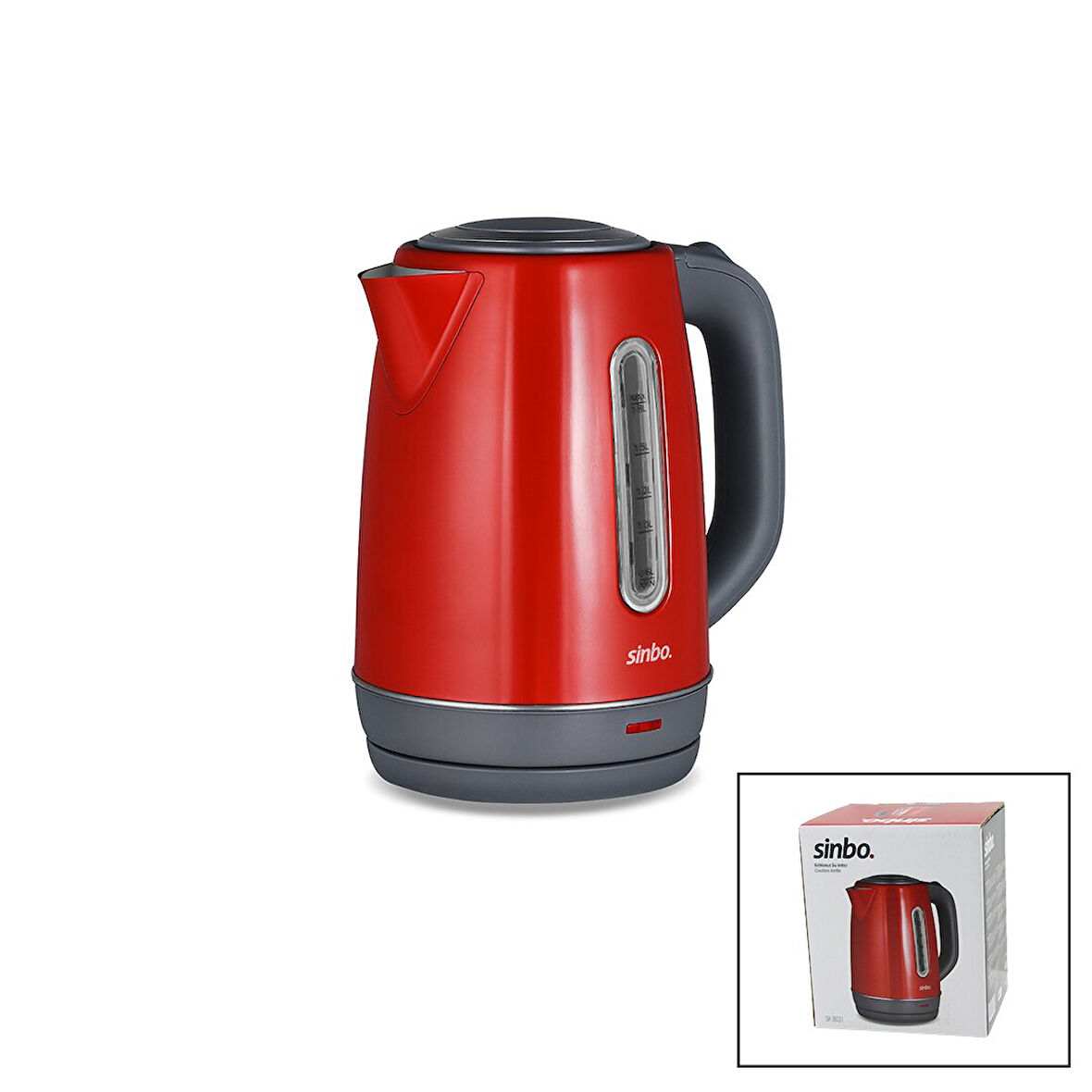 KIRMIZI ÇELİK KETTLE SU ISITICISI KABLOSUZ KULLANIM 1.8LT 360 DERECE DÖNEBİLME OTOMATİK KAPANMA SK-8031 (2818)