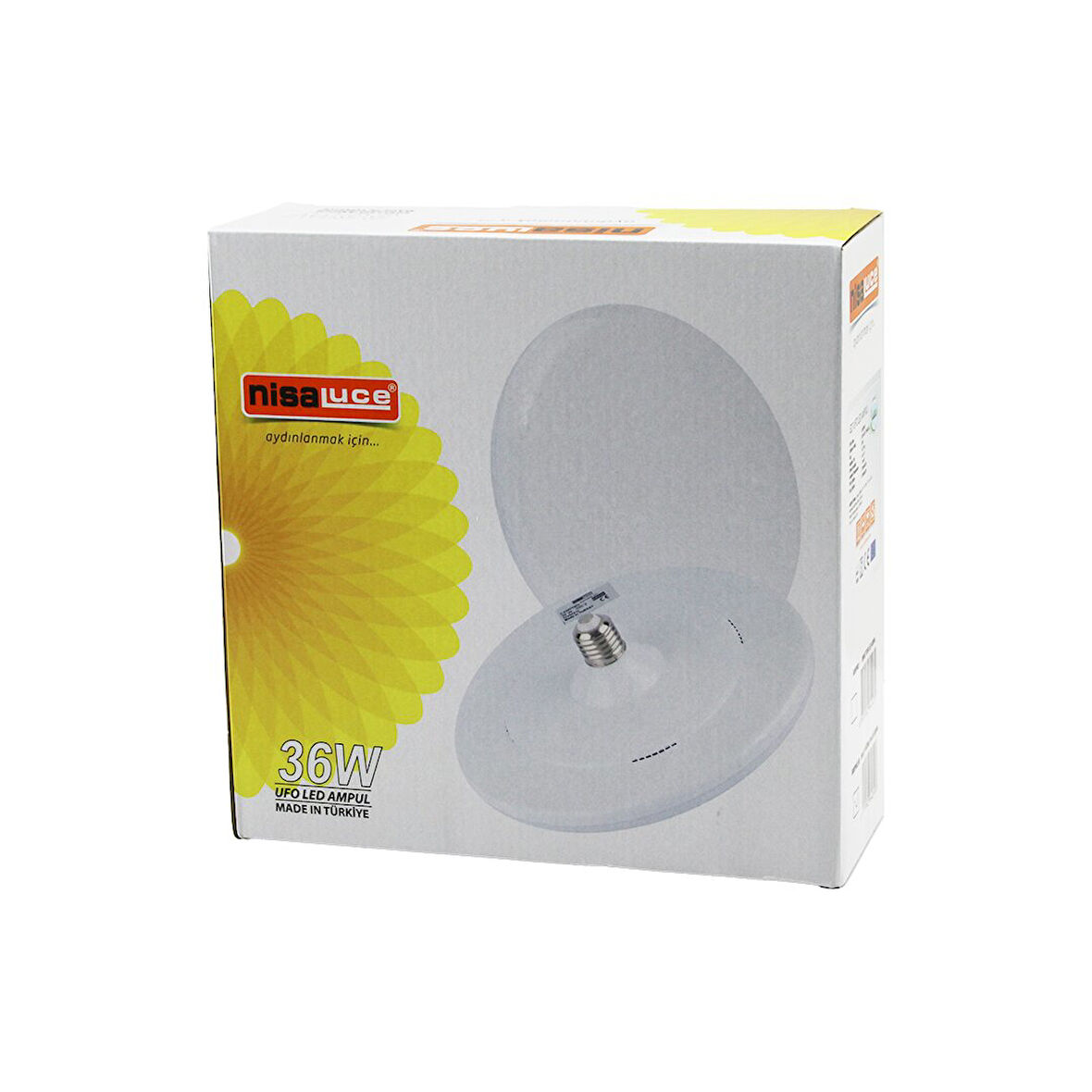 NİSALUCE EAMP-063/KB 36W E27 UFO TİPİ LED LAMBA AMPUL KRİSTAL DESENLİ MİKA PLS.KAPAK 6400K - 3240LÜMEN (2818)