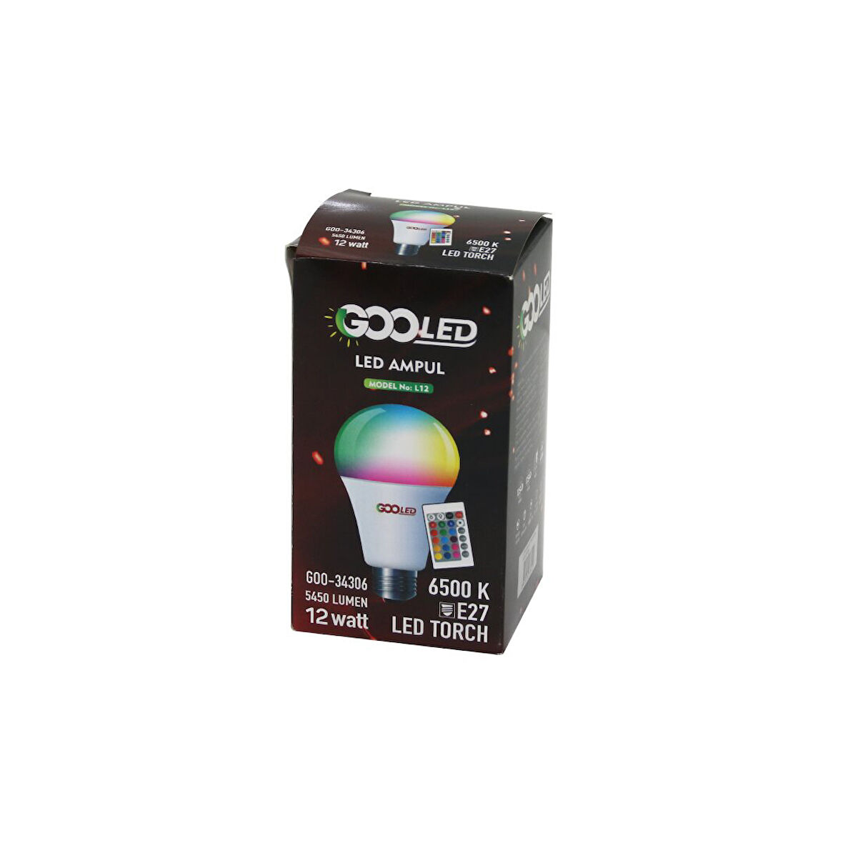 12W KUMANDALI RGB=RENKLİ LED AMPUL E27 5450 LUMEN 6500K 15000 SAAT ÖMÜR (2818)