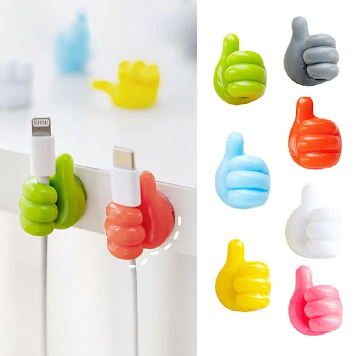 El Şeklinde Kauçuk Çok Amaçlı Kablo Tutacak 10 Adet (2818)