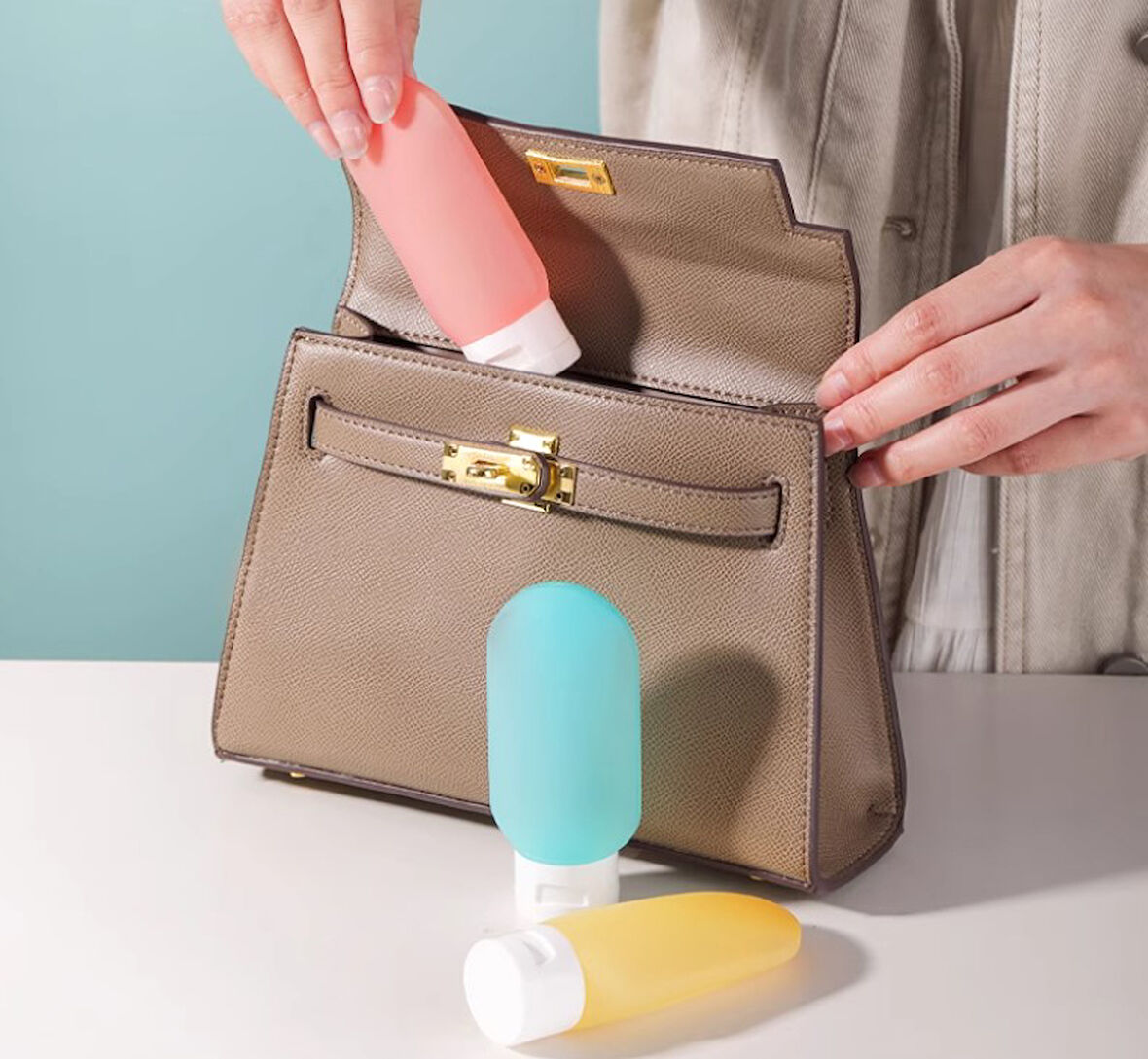 Seyahat Tipi Doldurulabilir Krem Şampuan Kutusu 3 lü Set (2818)