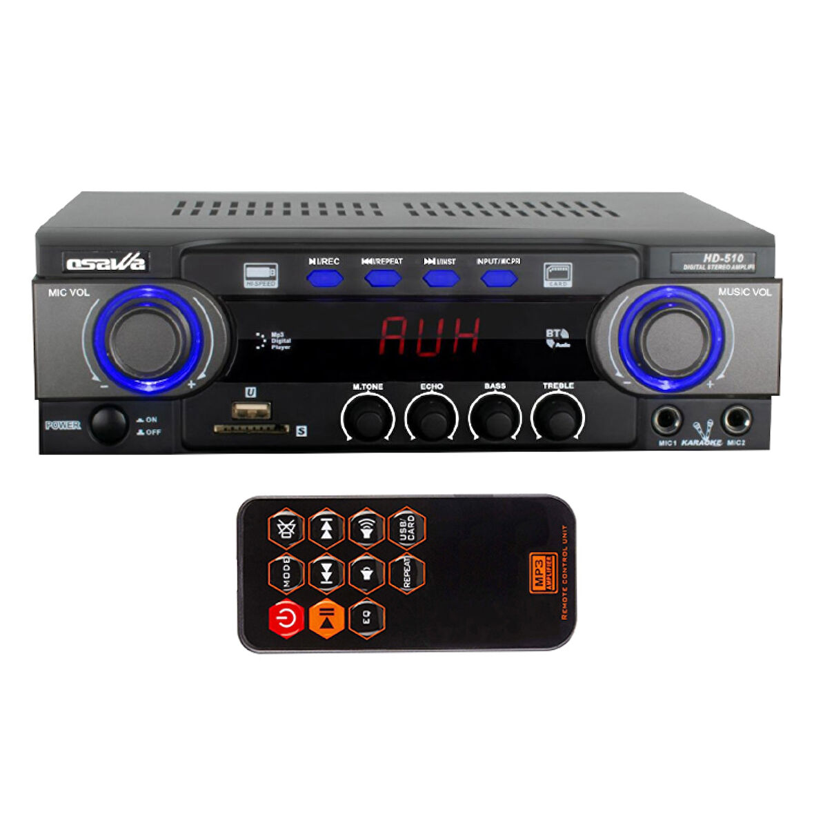 OSAWA HD-510 2X50 WATT 220V/12V GİRİŞ USB-SD -BT-UK TRAFOSUZ 2 MİK. GİRİŞLİ STEREO  ANFİ (2818)