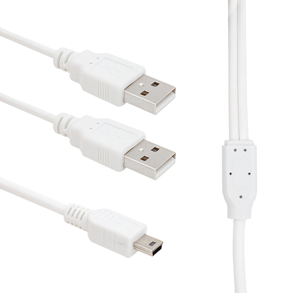 USB 2 X ERKEK - MİNİ USB 5 PİN (2.0V) 1.5 METRE KABLO (2818)