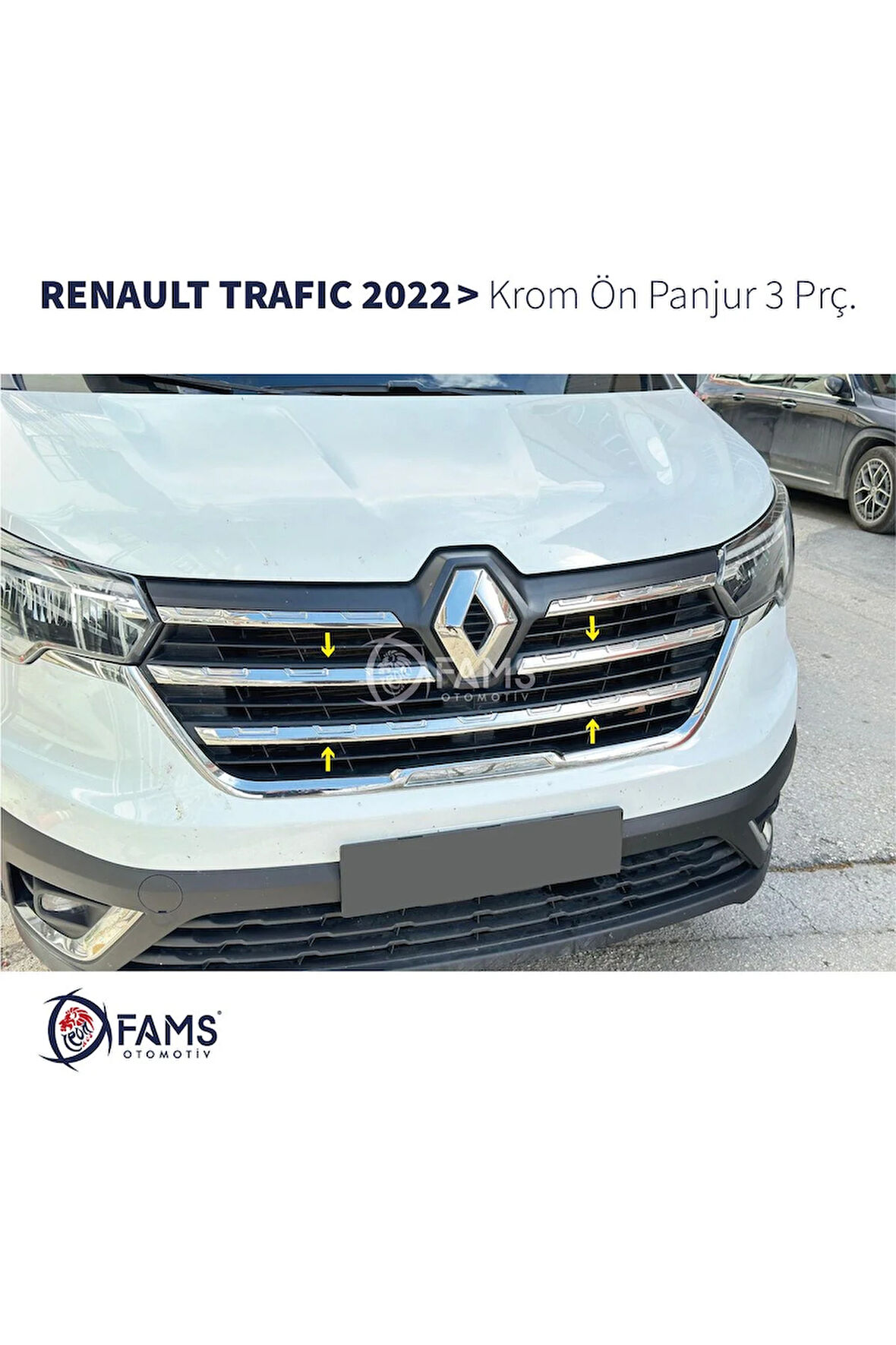 RENAULT TRAFIC Krom Ön Panjur 3 Prç. 2022>  Paslanmaz Çelik
